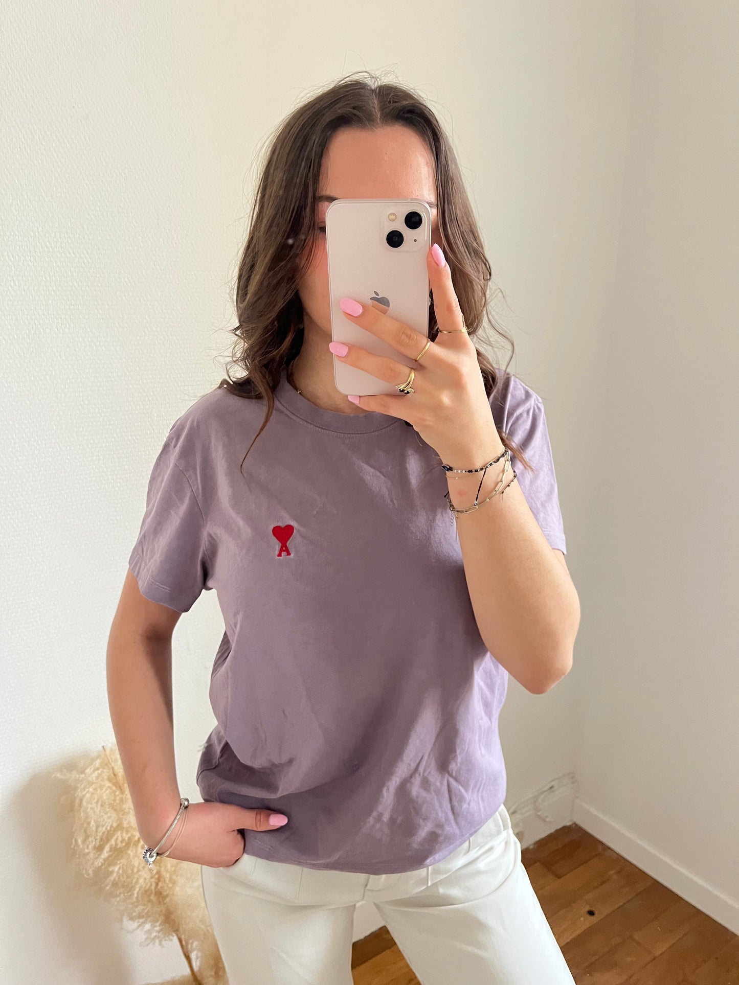T-shirt mauve pastel Ami Paris - M