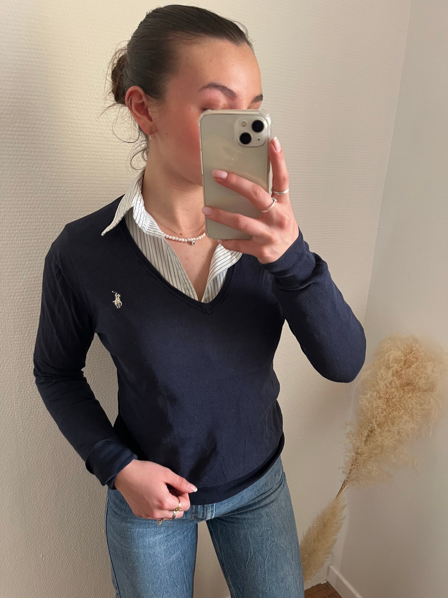 Pull col V marine Ralph Lauren - L