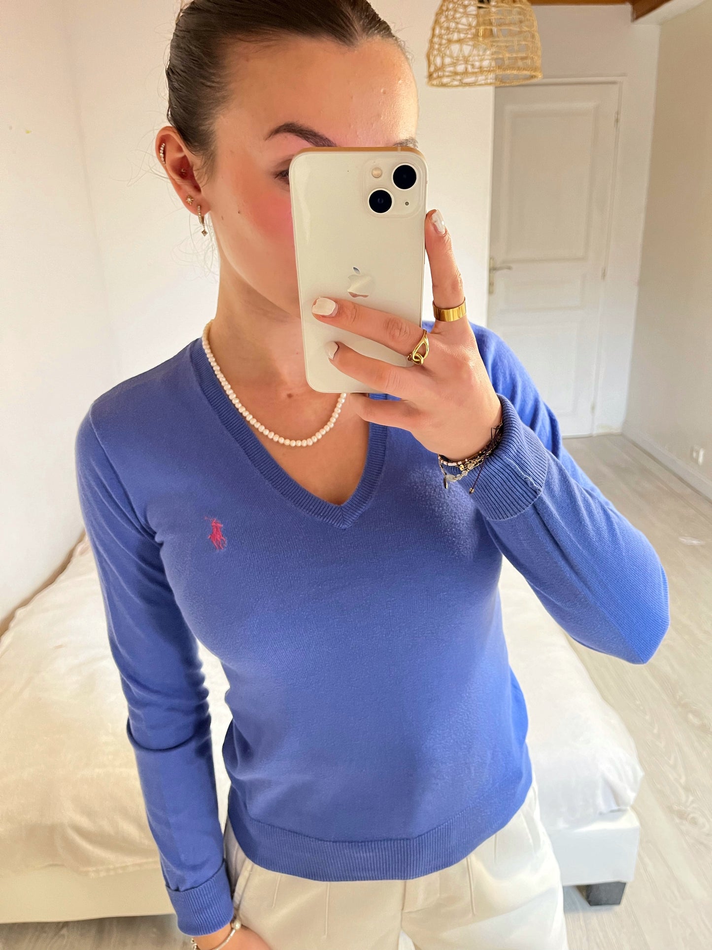 Pull col V bleu Ralph Lauren - S