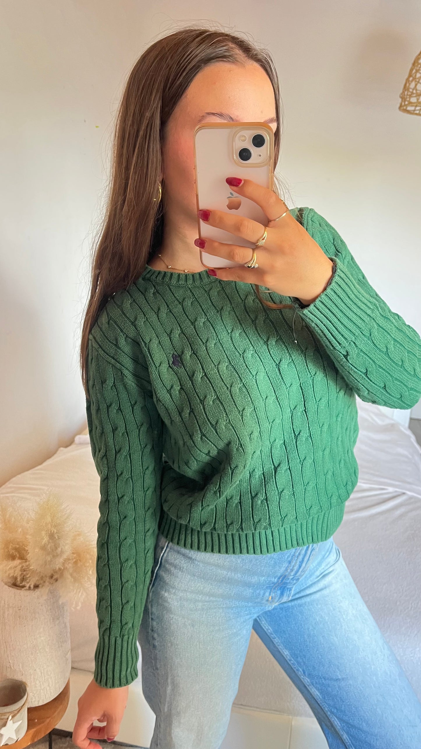 Pull torsadé vert sapin Ralph Lauren - S