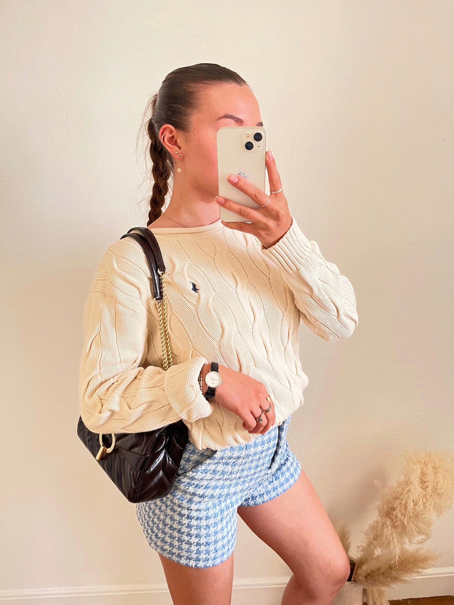 Pull torsadé blanc Ralph Lauren - S