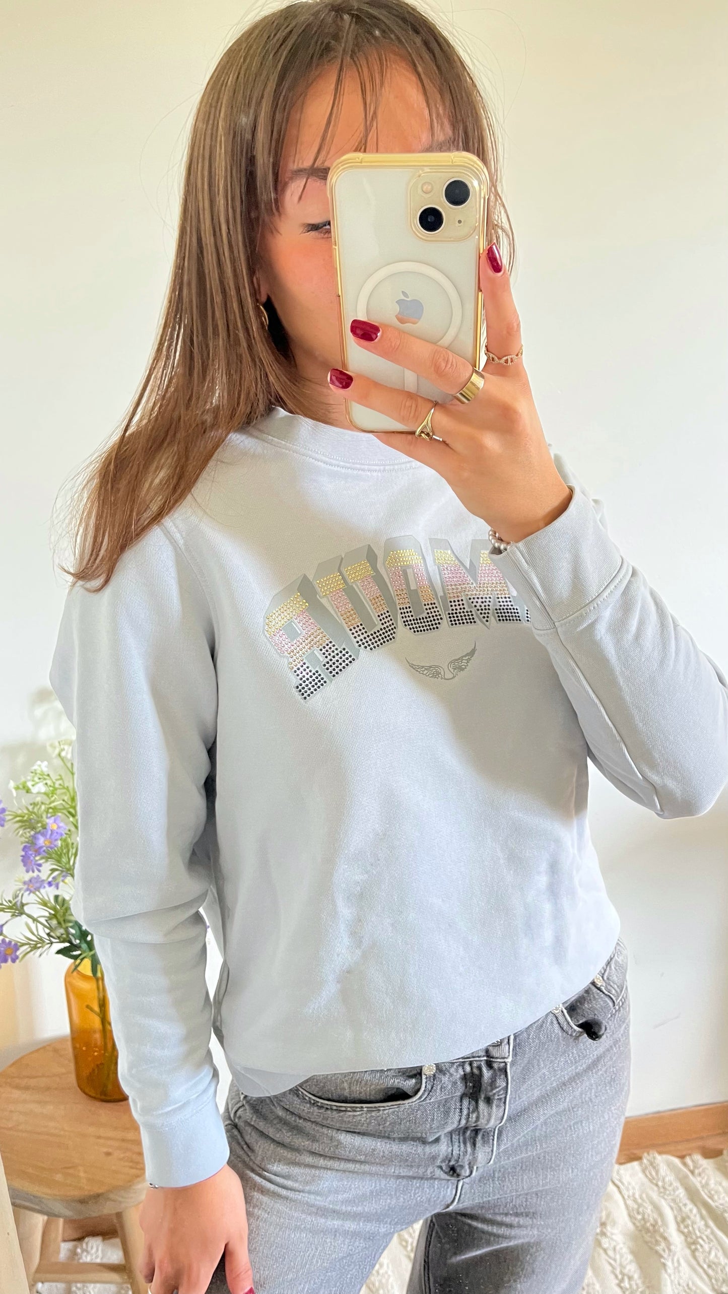 Sweat Zadig & Voltaire gris strass - M