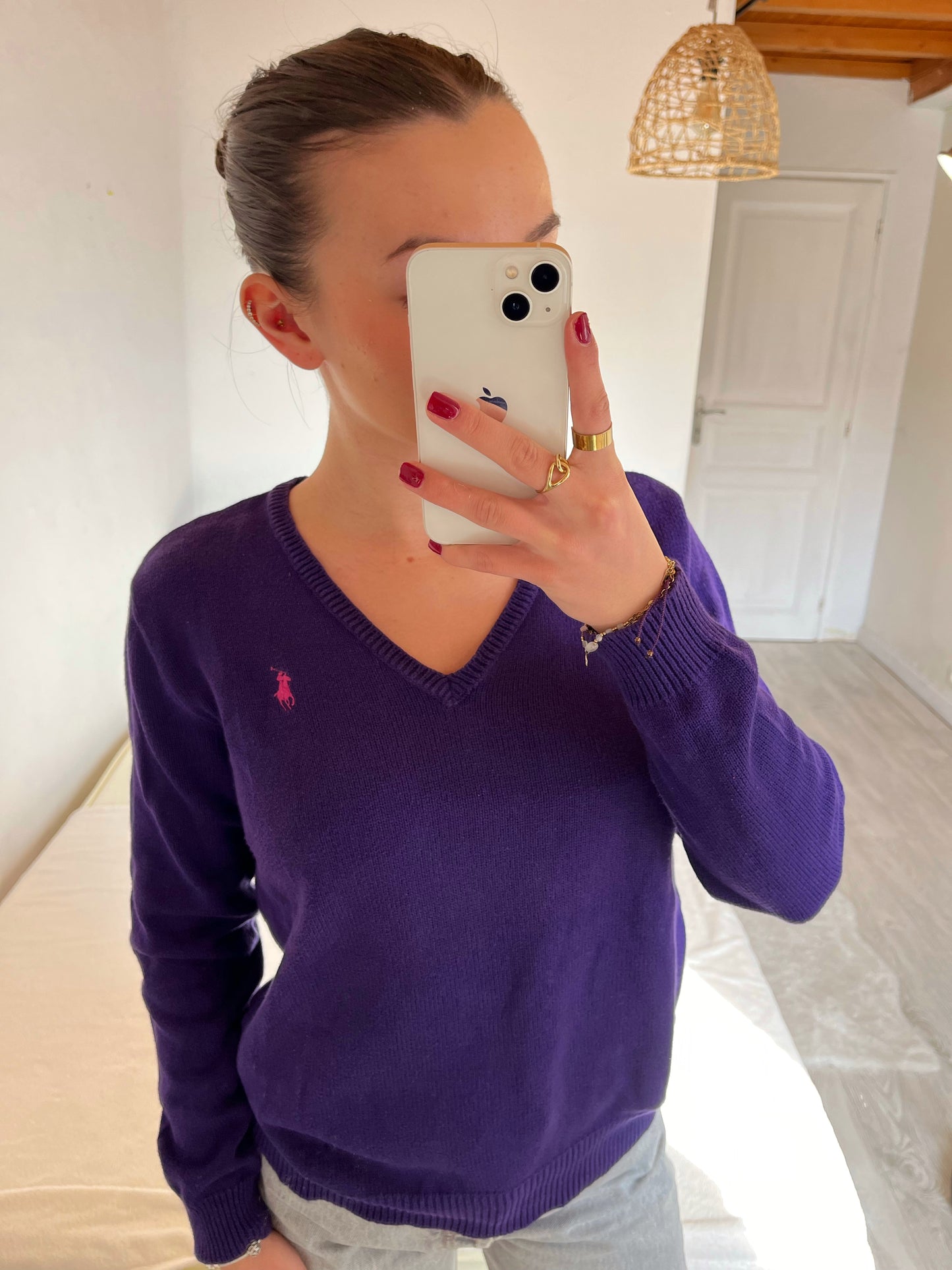 Pull col V violet RalphLauren - M