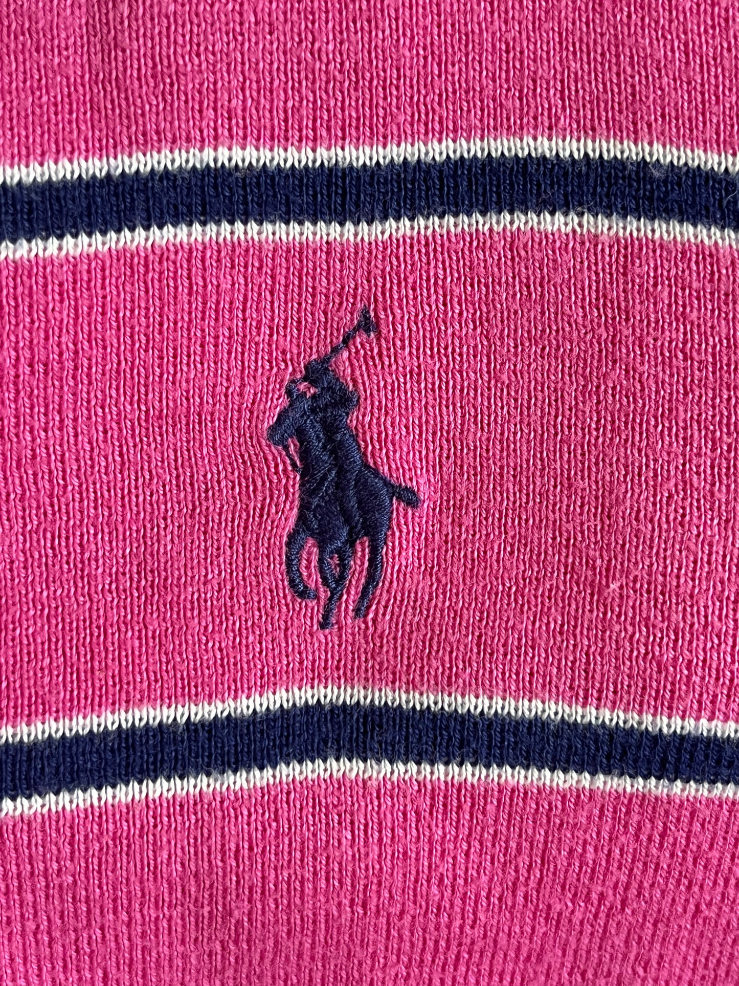 Pull col V rayé rose Ralph Lauren - L homme / XL femme