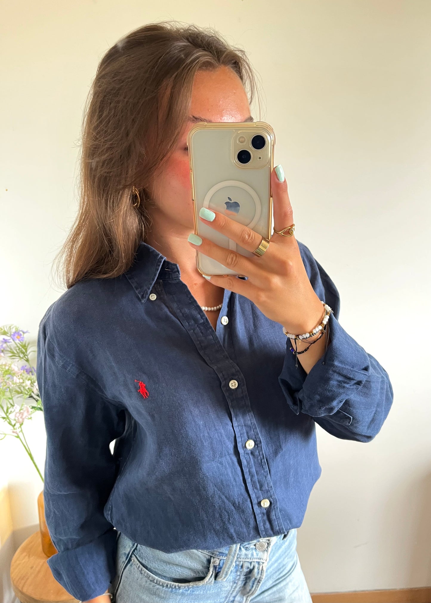 Chemise en lin bleu marine Ralph Lauren - S homme / M femme