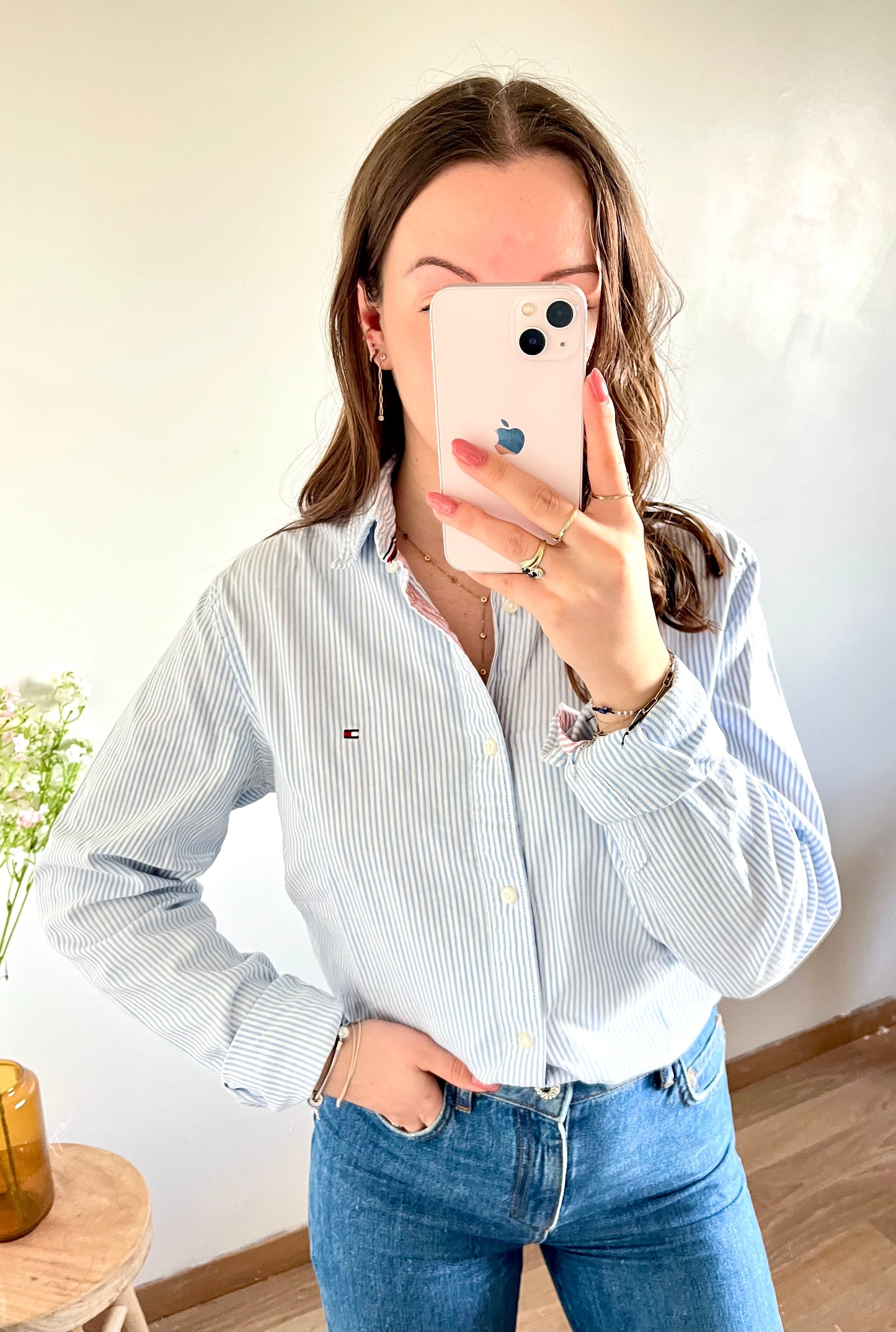 Chemise rayée bleue Tommy Hilfiger - L