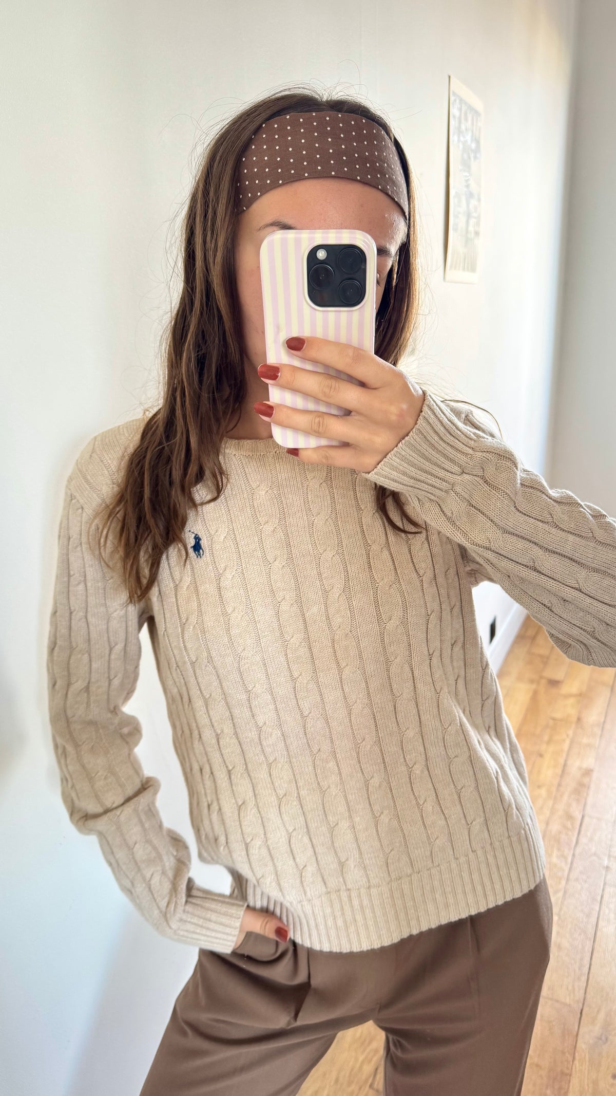 Pull torsadé beige Ralph Lauren - M