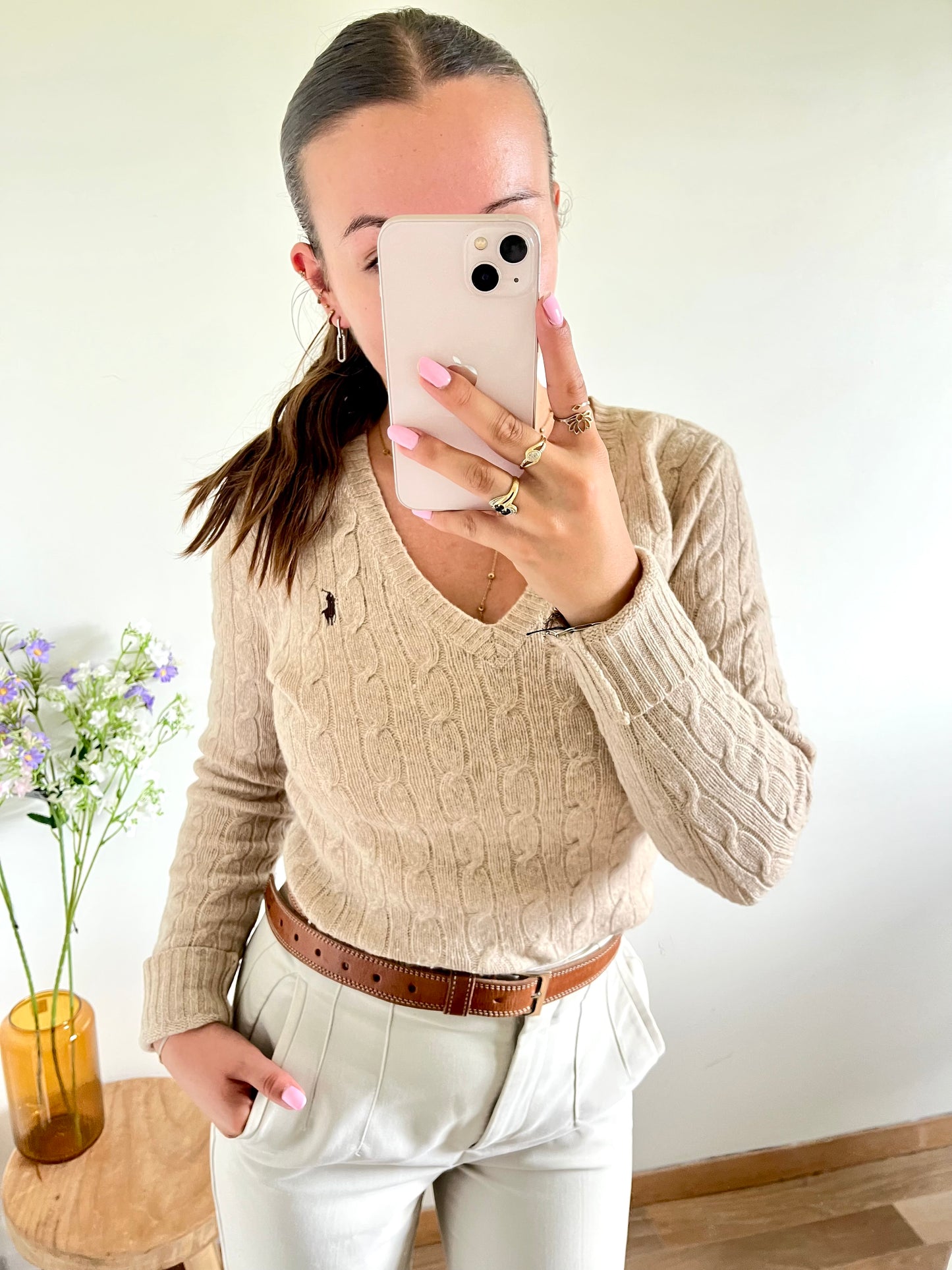 Pull torsadé beige Ralph Lauren - S