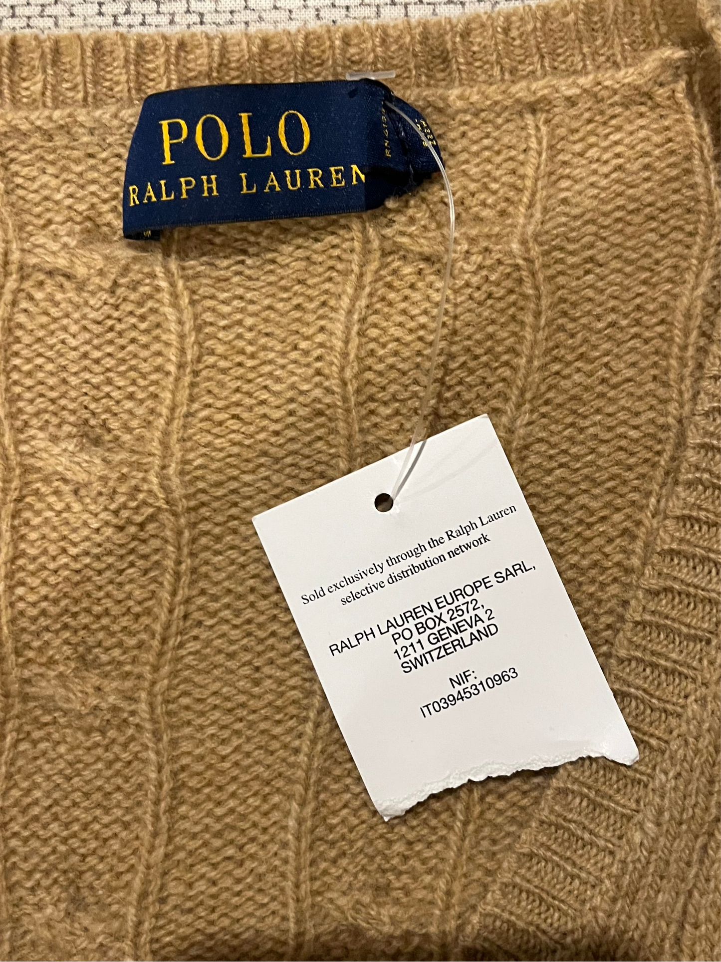 Pull torsadé beige laine & cachemire Ralph Lauren - S