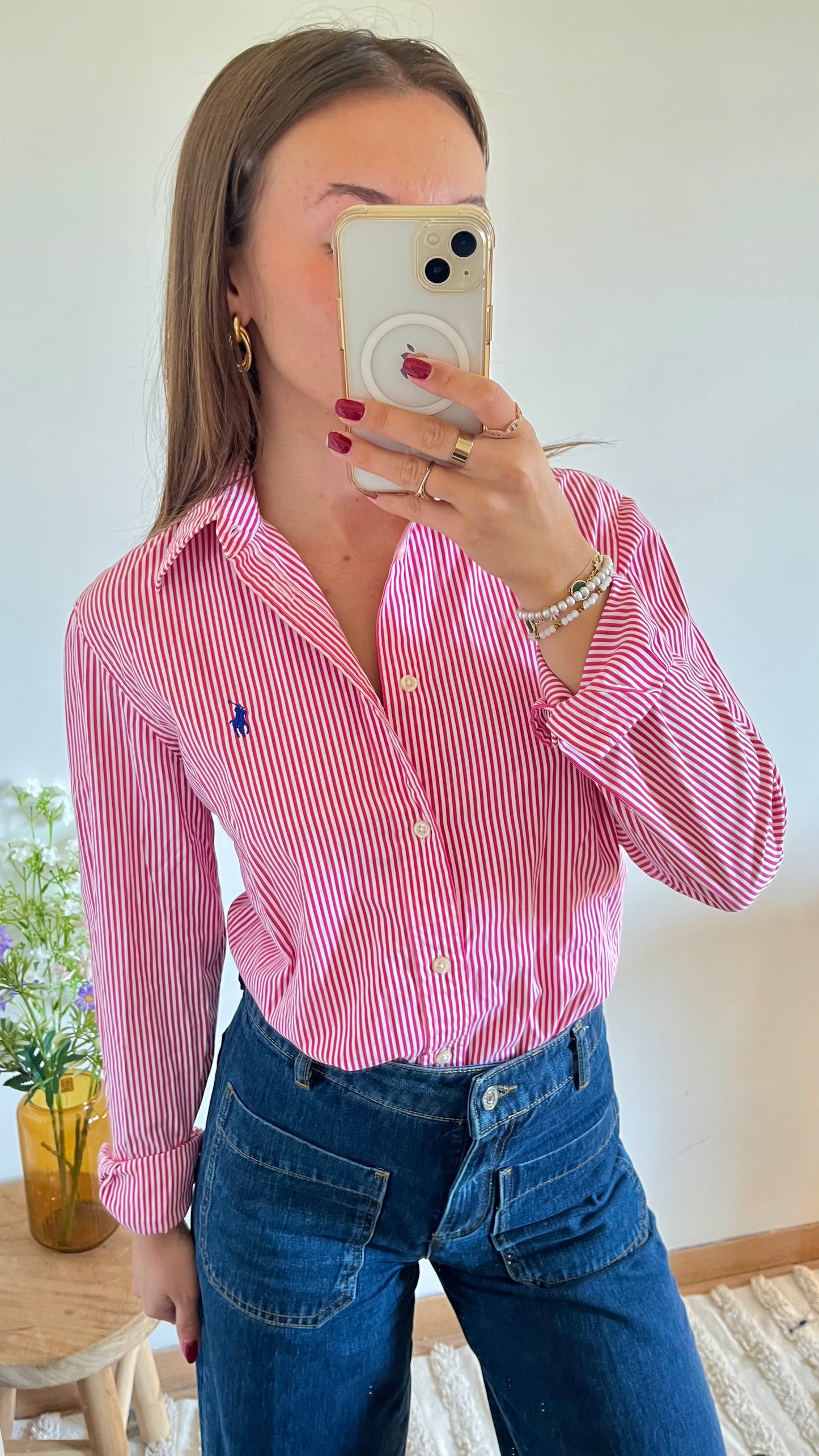 Chemise à rayures roses Ralph Lauren - M
