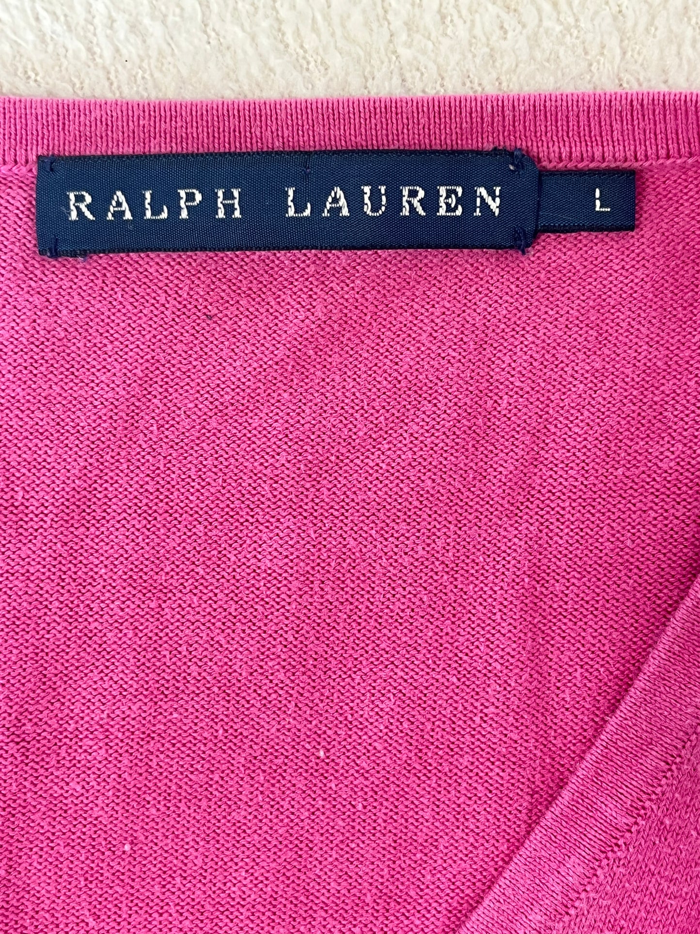 Pull col V rose Ralph Lauren - L