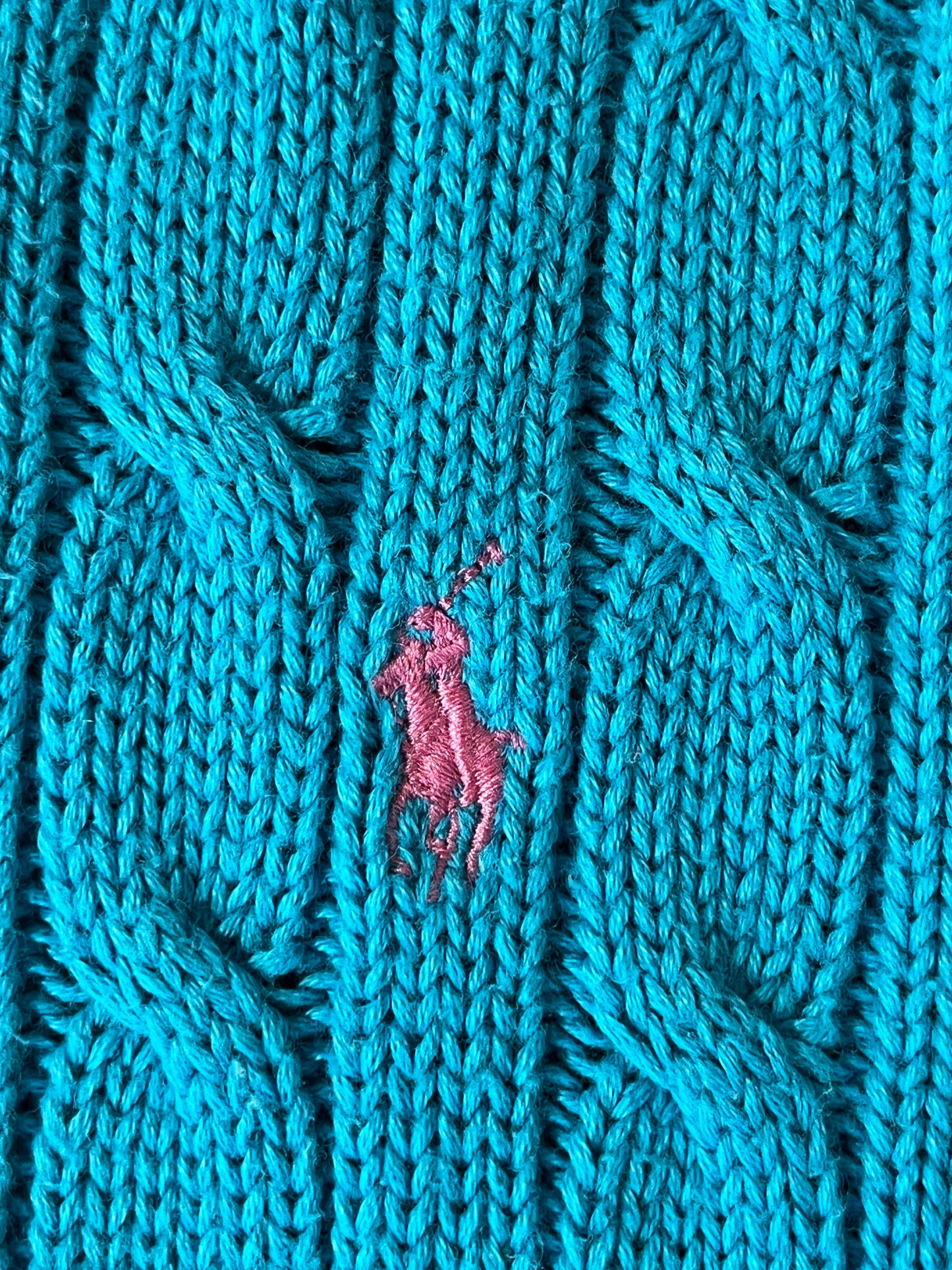 Pull torsadé col roulé turquoise Ralph Lauren - XL