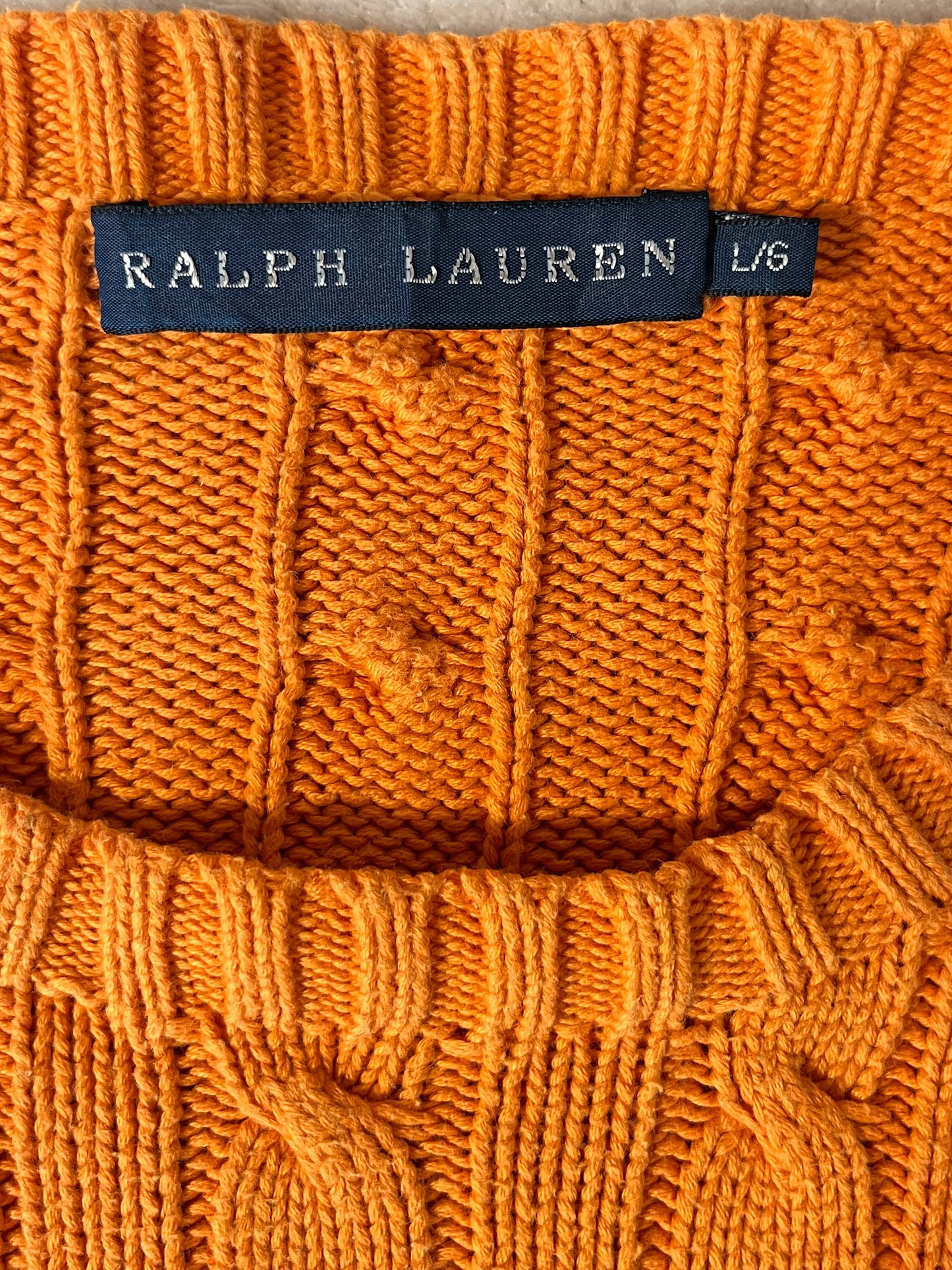 Pull torsadé col rond orange Ralph Lauren - L