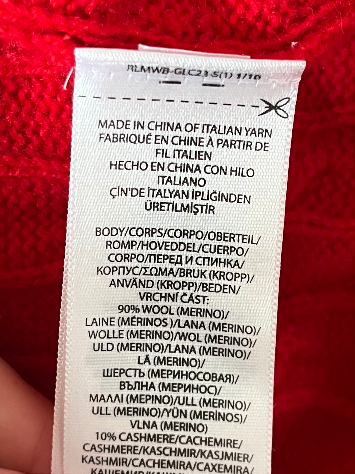 Pull torsadé rouge laine & cachemire Ralph Lauren - XS