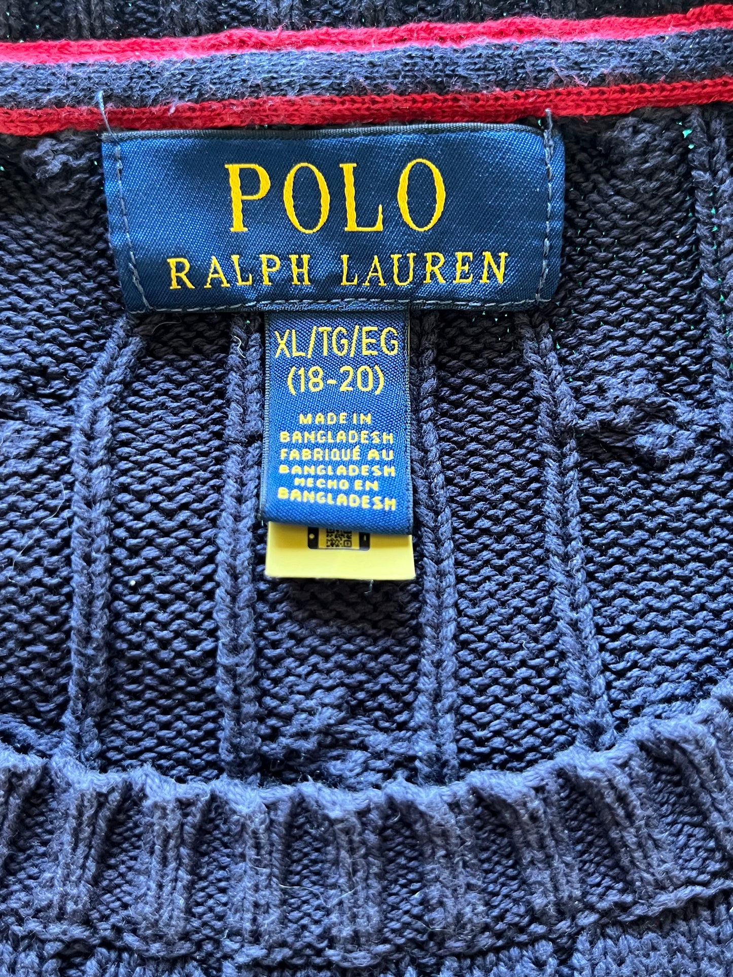 Pull torsadé bleu marine Ralph Lauren - L