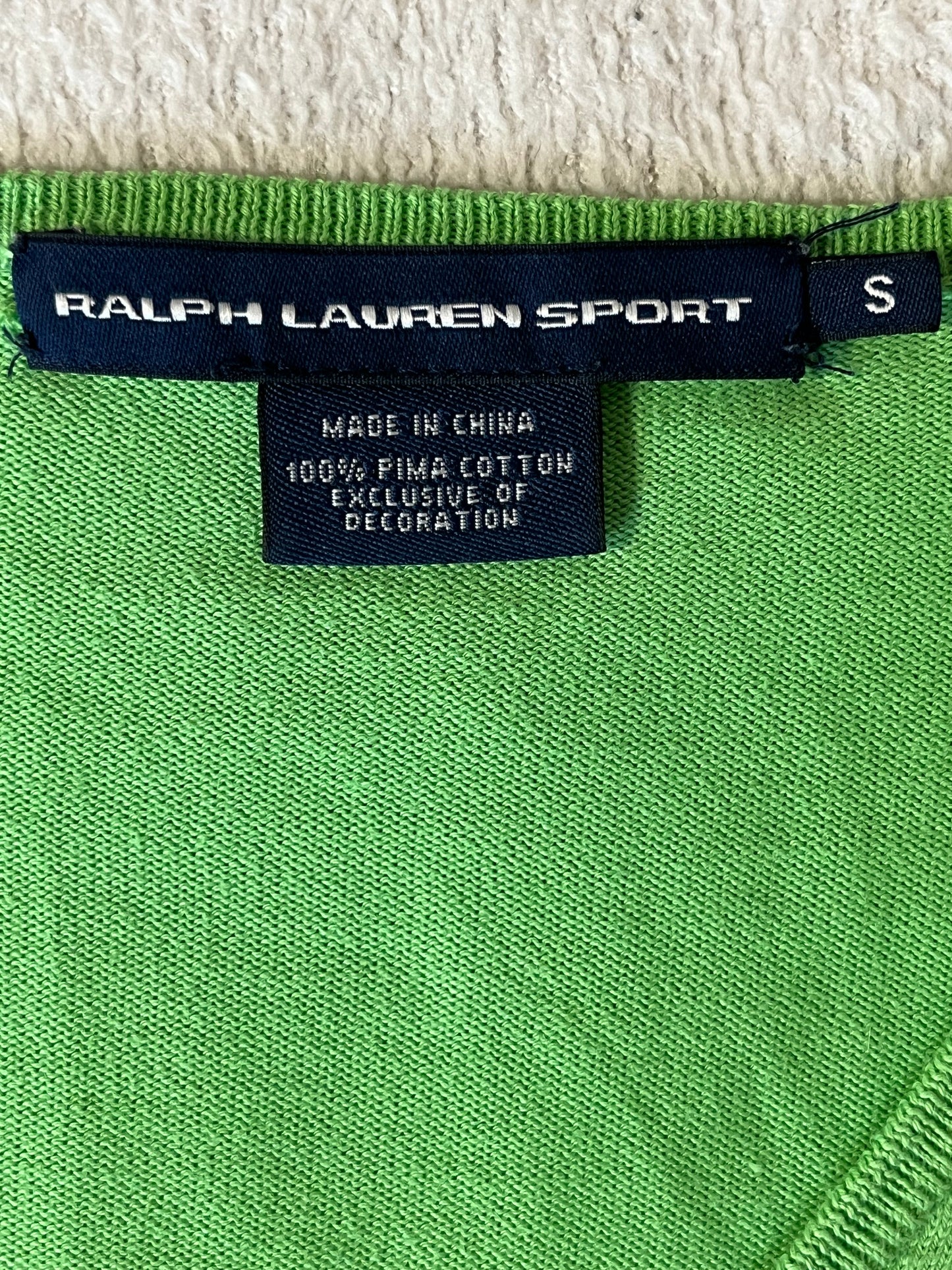 Pull col V vert pomme Ralph Lauren - S