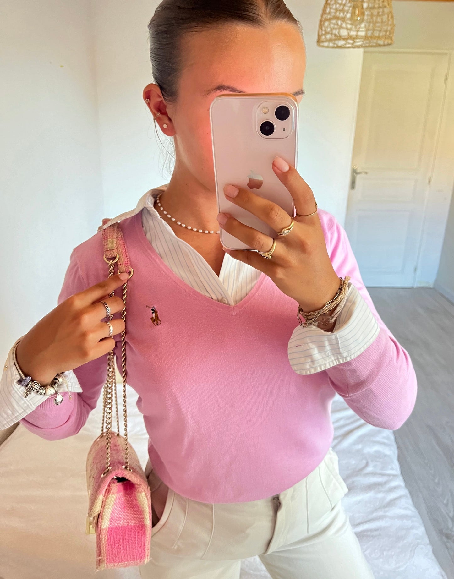Pull col V rose Ralph Lauren - M