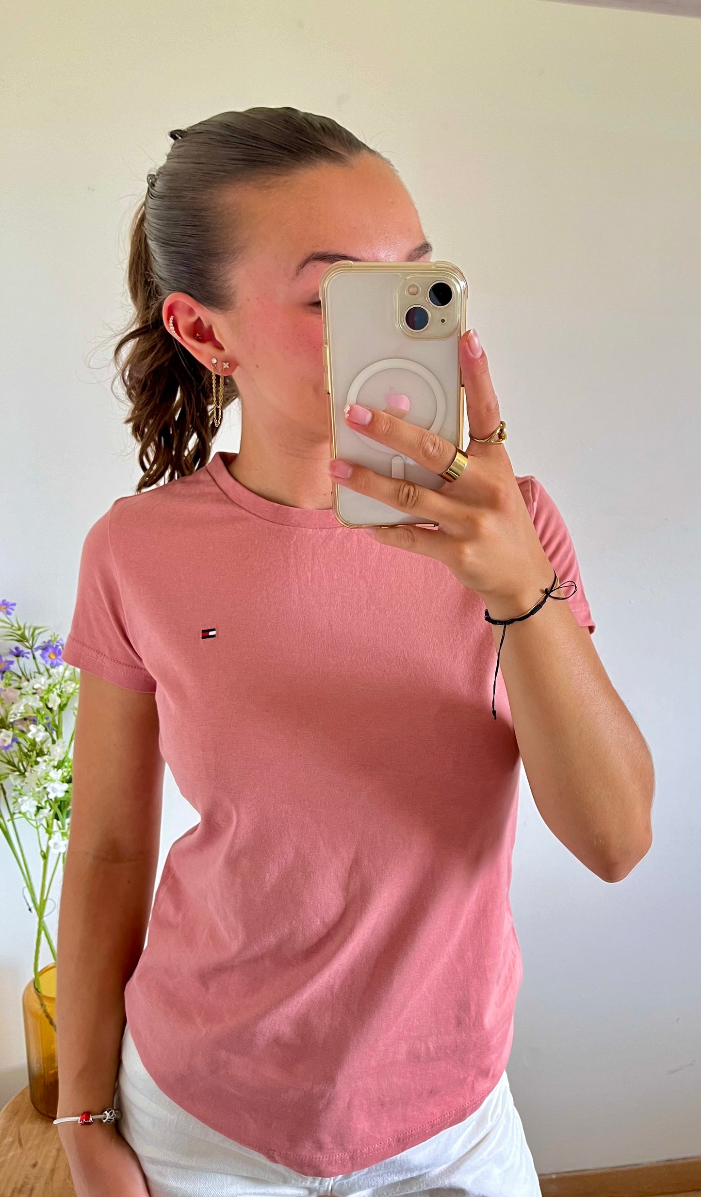 T-shirt col rond saumon Tommy Hilfiger - XS