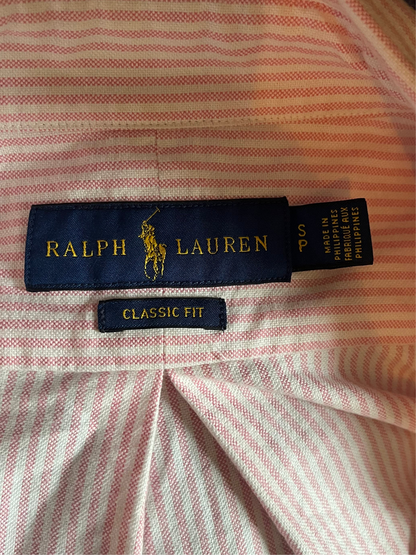 Chemise rayée rose pastel Ralph Lauren - M/L.