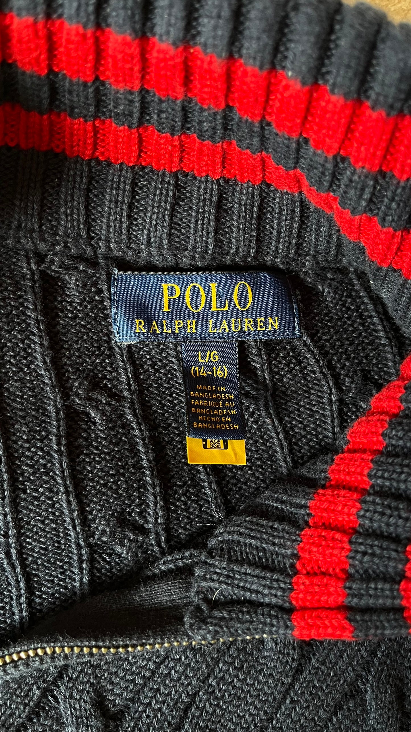 Pull torsadé demi-zippé marine Ralph Lauren - S