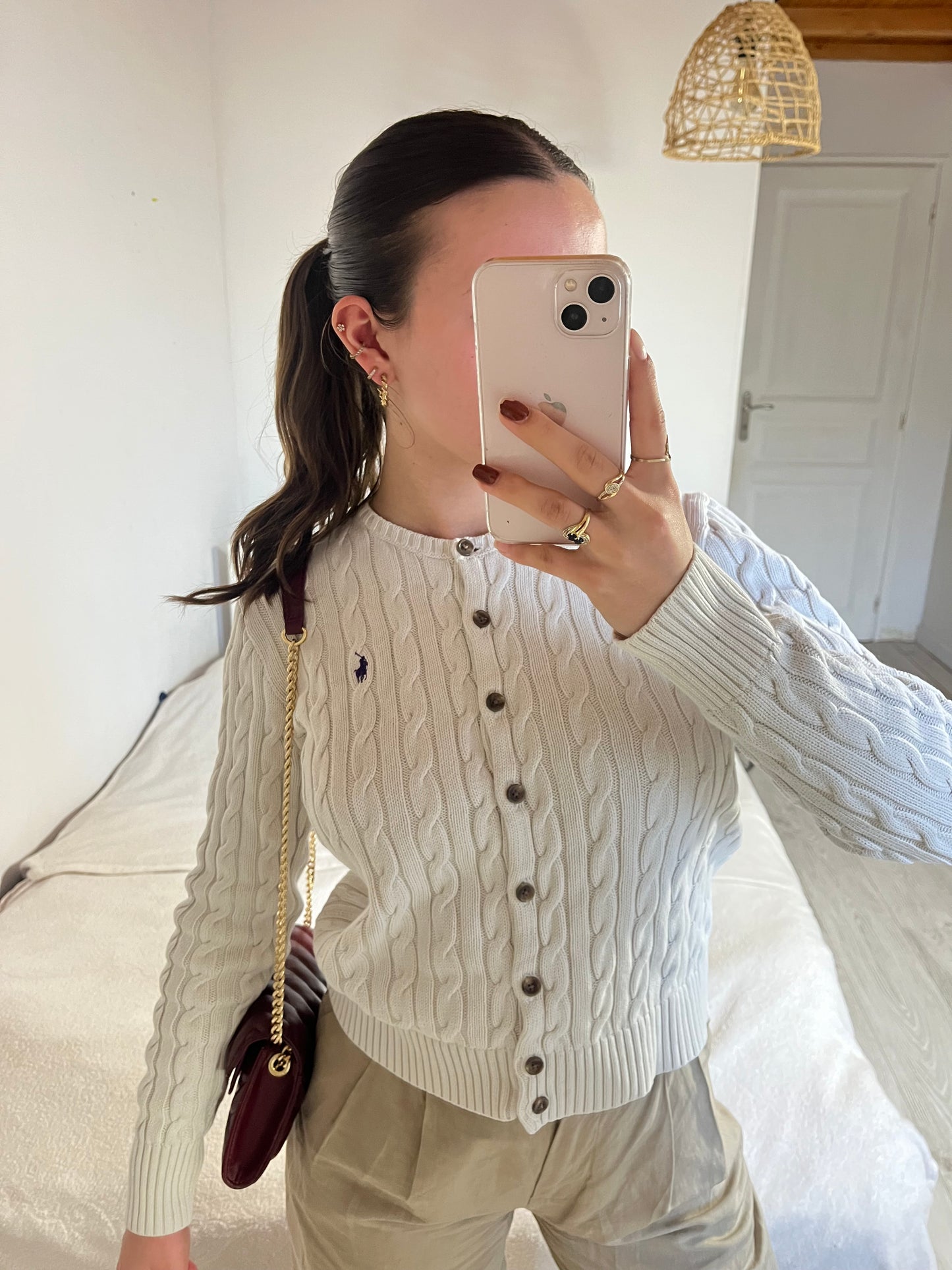 Gilet torsadé blanc Ralph Lauren - S