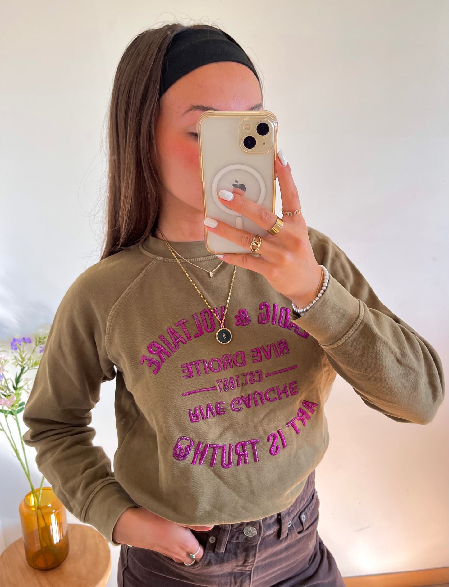 Pull col rond kaki Zadig & Voltaire - XS
