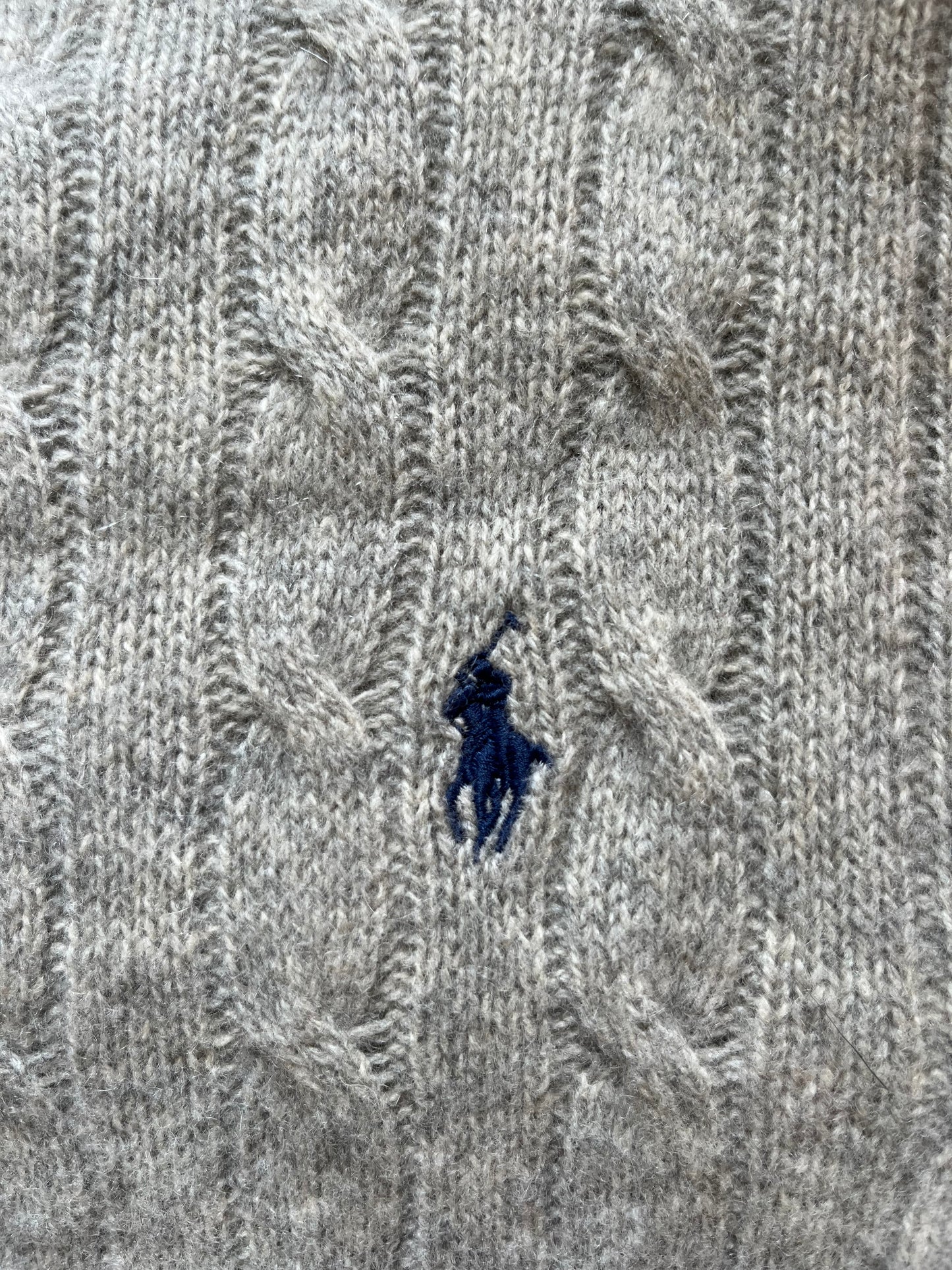 Pull torsadé gris laine et cachemire Ralph Lauren - M