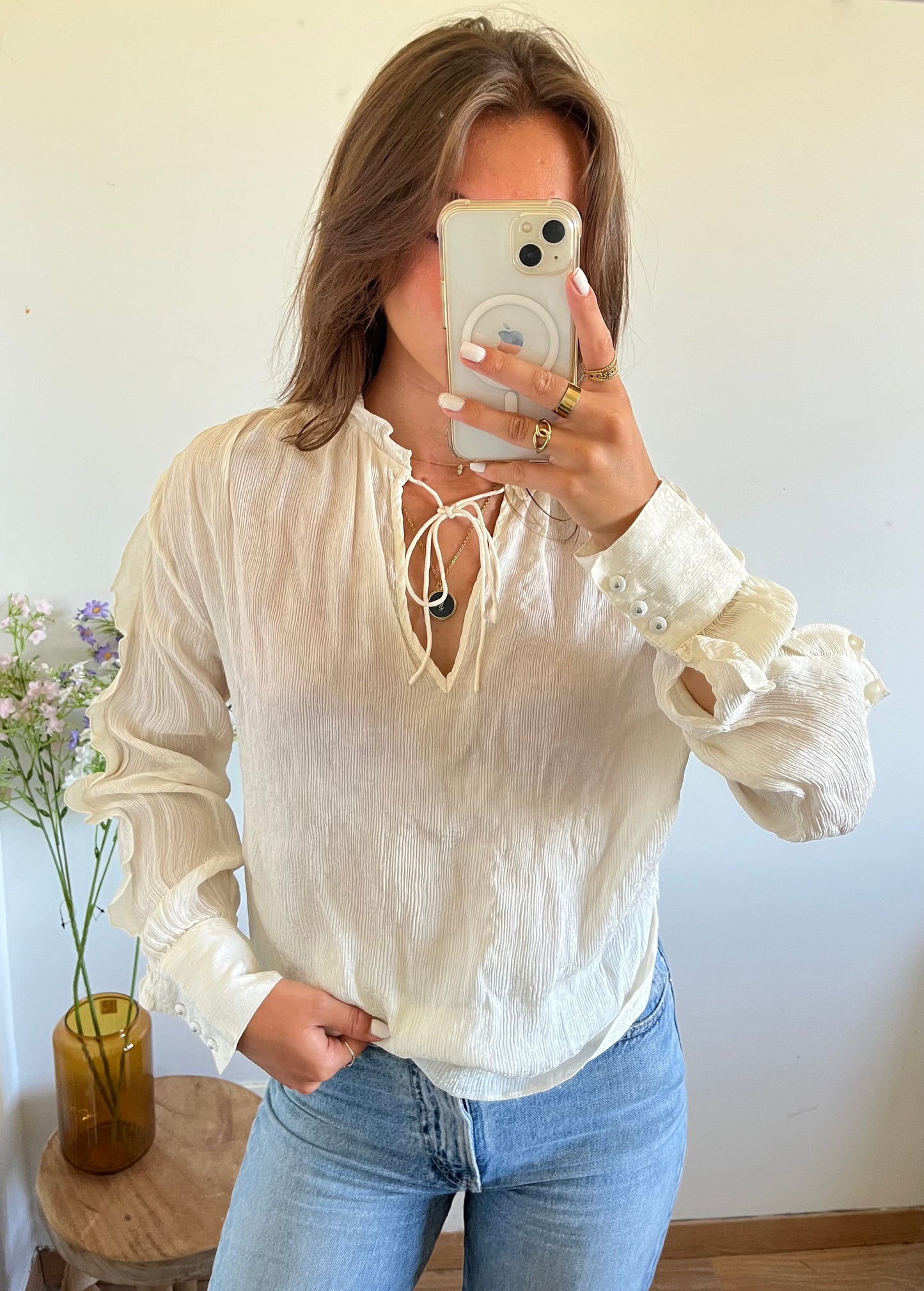 Blouse en soi légère beige The Kooples - M