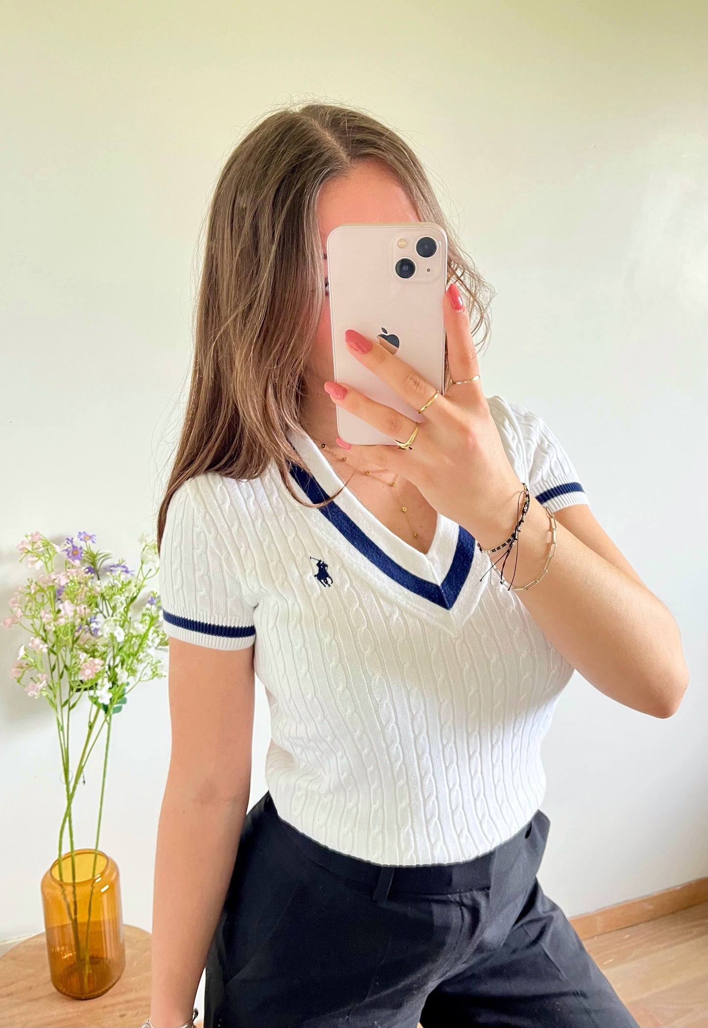 T-shirt torsadé Old School blanc Ralph Lauren - S