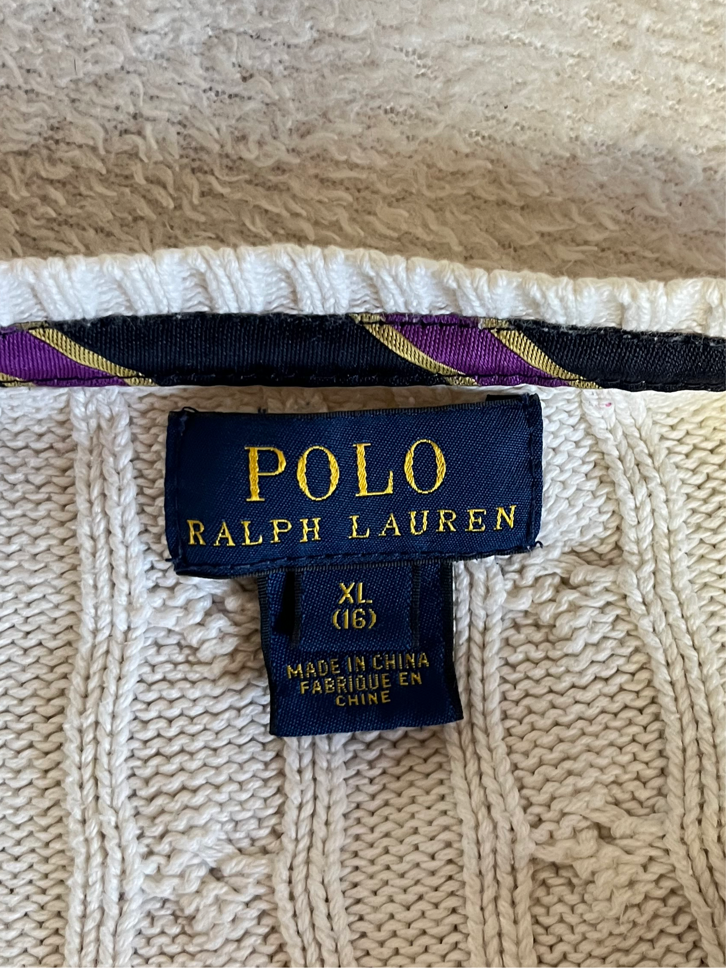 Gilet torsadé blanc Ralph Lauren - S
