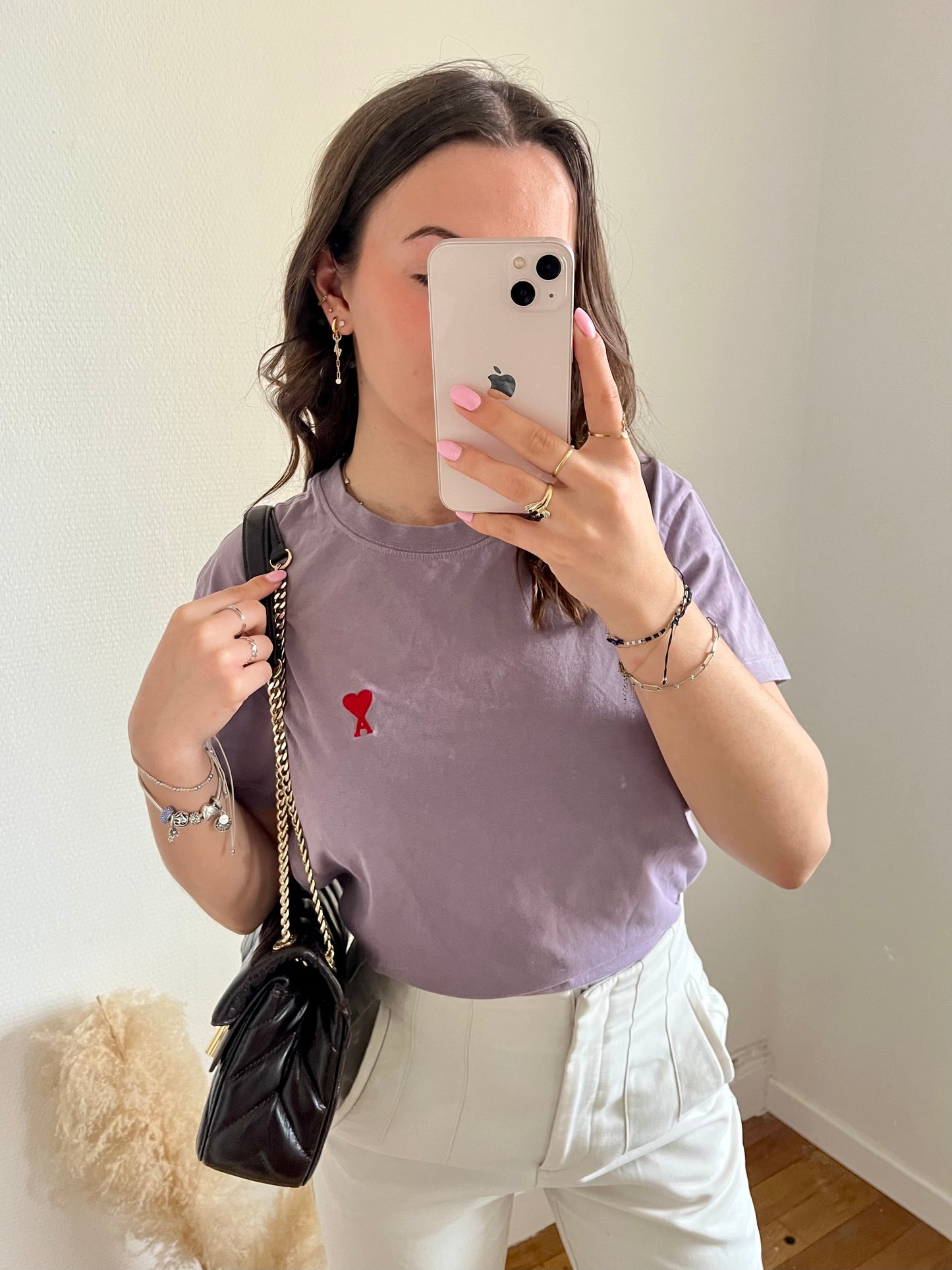 T-shirt mauve pastel Ami Paris - M