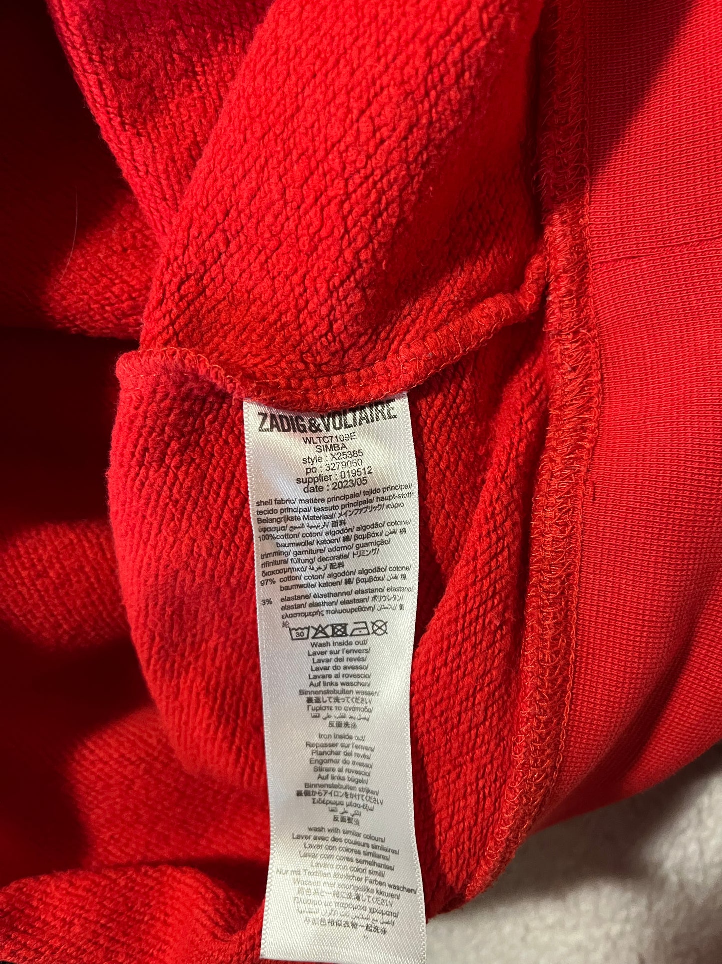 Sweat col rond rouge Zadig & Voltaire - S