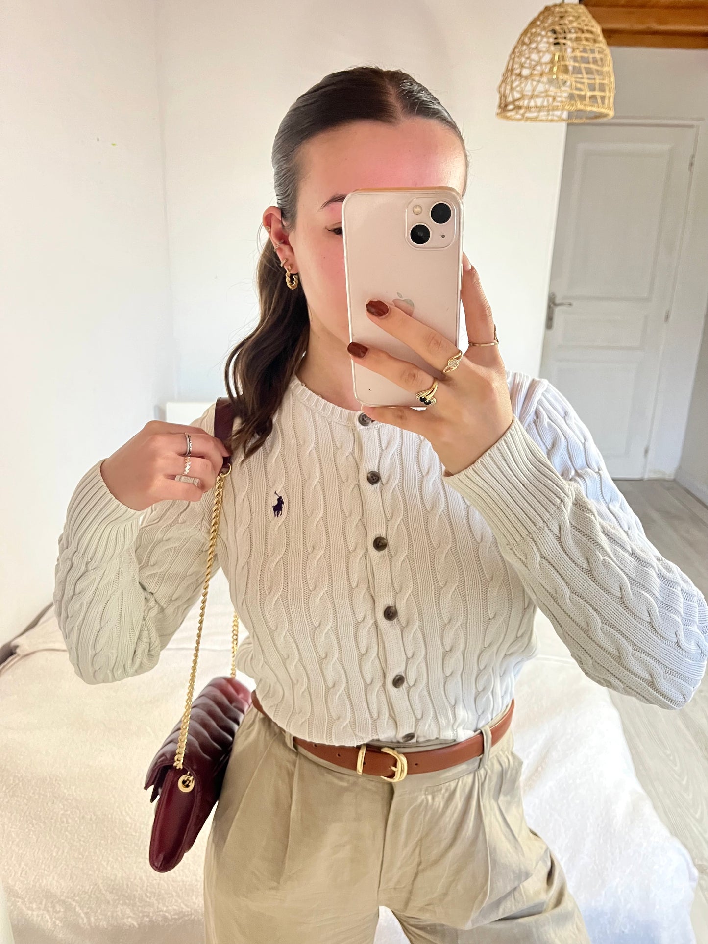 Gilet torsadé blanc Ralph Lauren - S