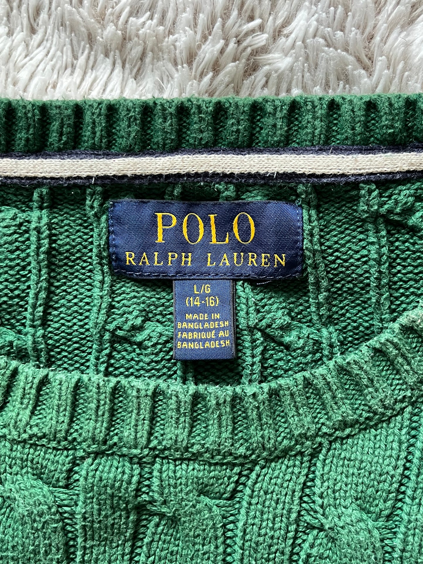 Pull torsadé vert sapin Ralph Lauren - S
