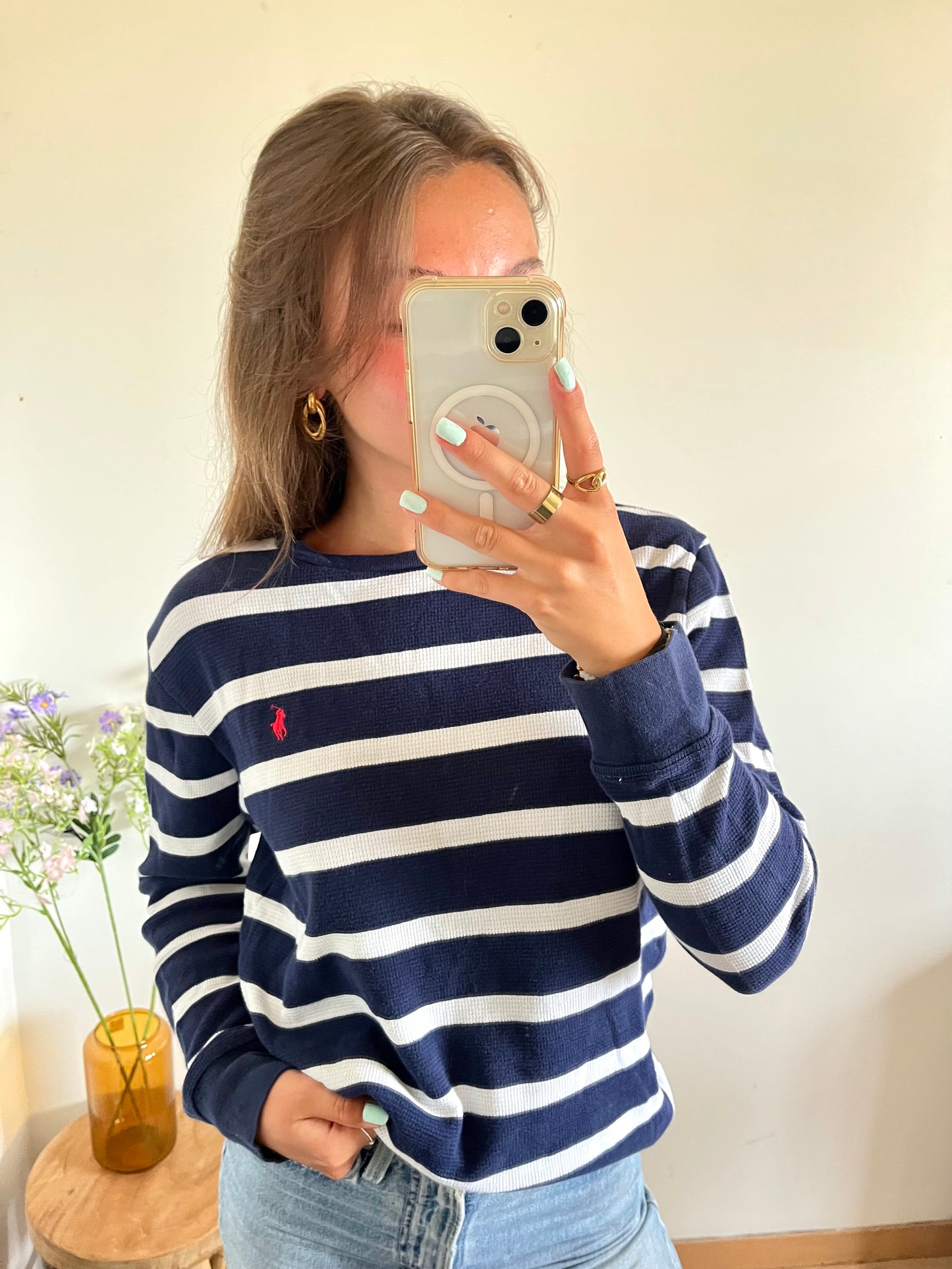 Pull col rond marinière Ralph Lauren - S