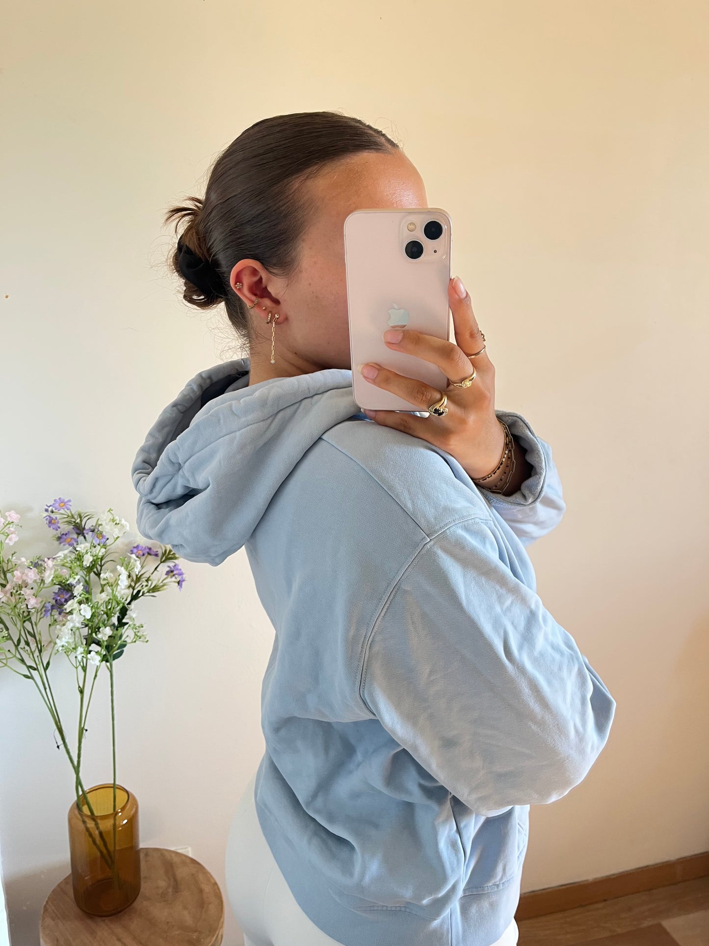 Sweat à capuche bleu pastel - S
