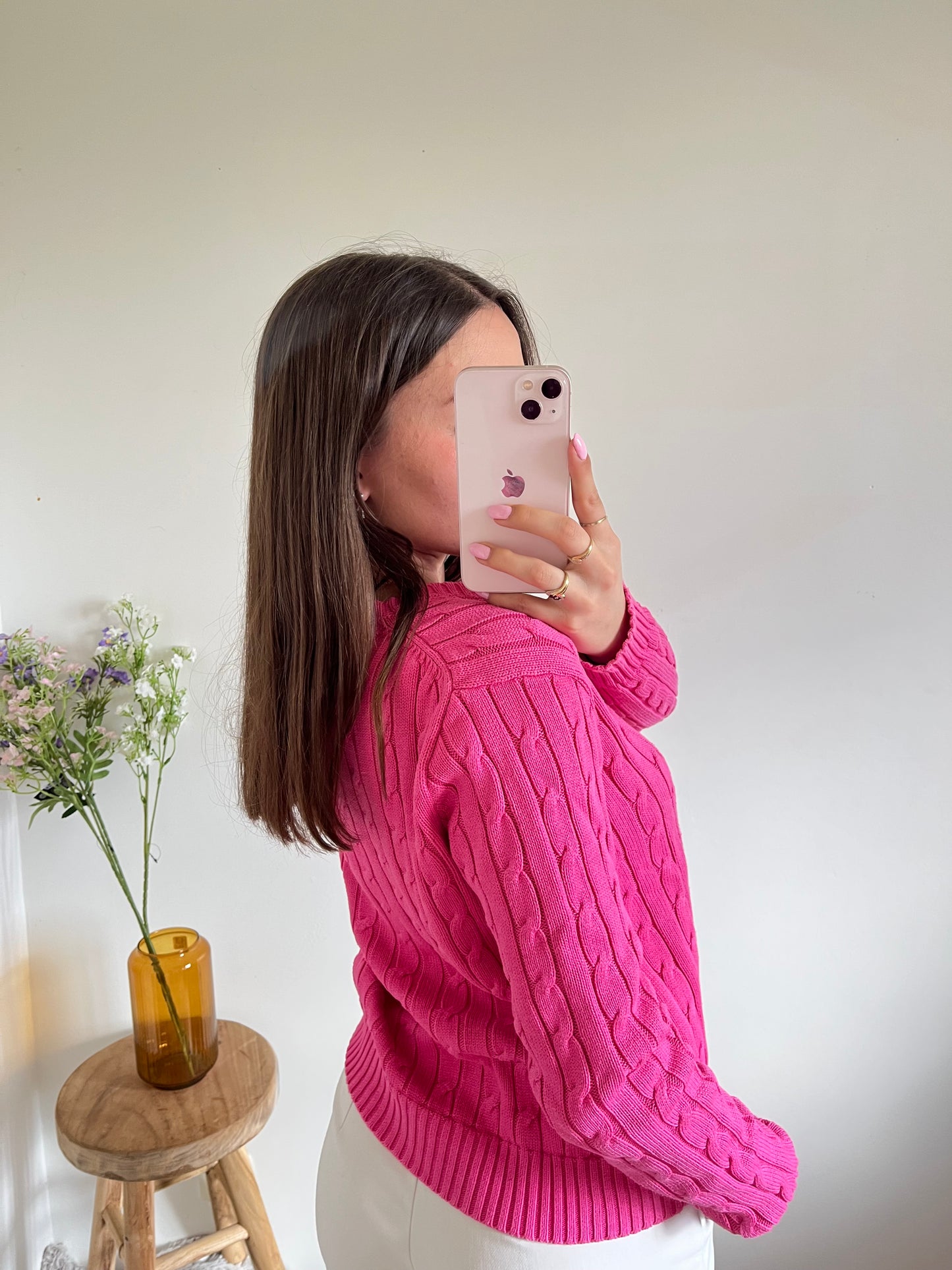 Pull torsadé rose Ralph Lauren - M