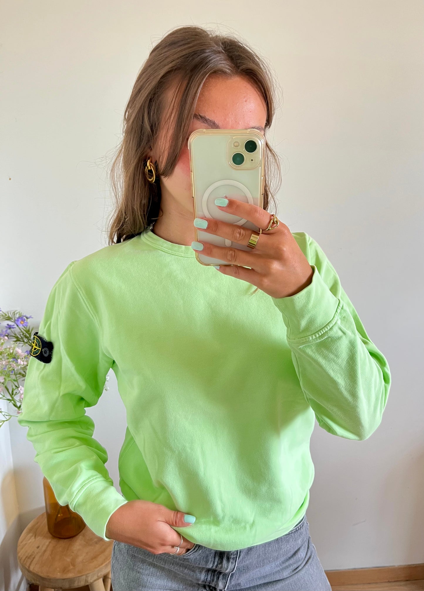 Pull vert pomme Stone Island - S