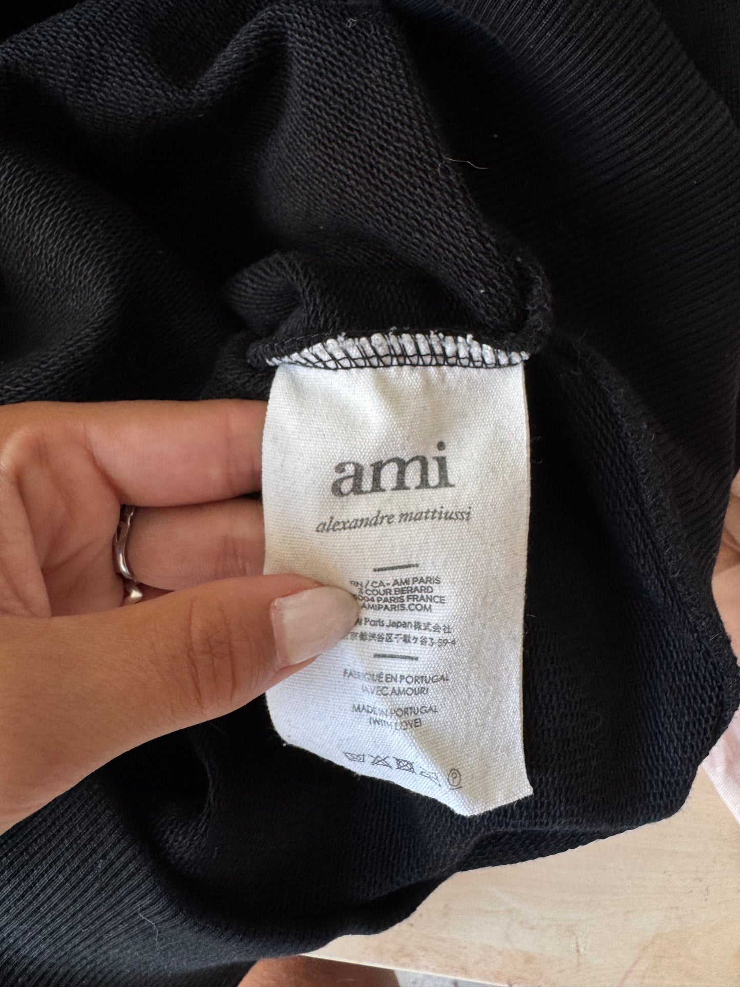 Sweat col rond noir Ami Paris - S