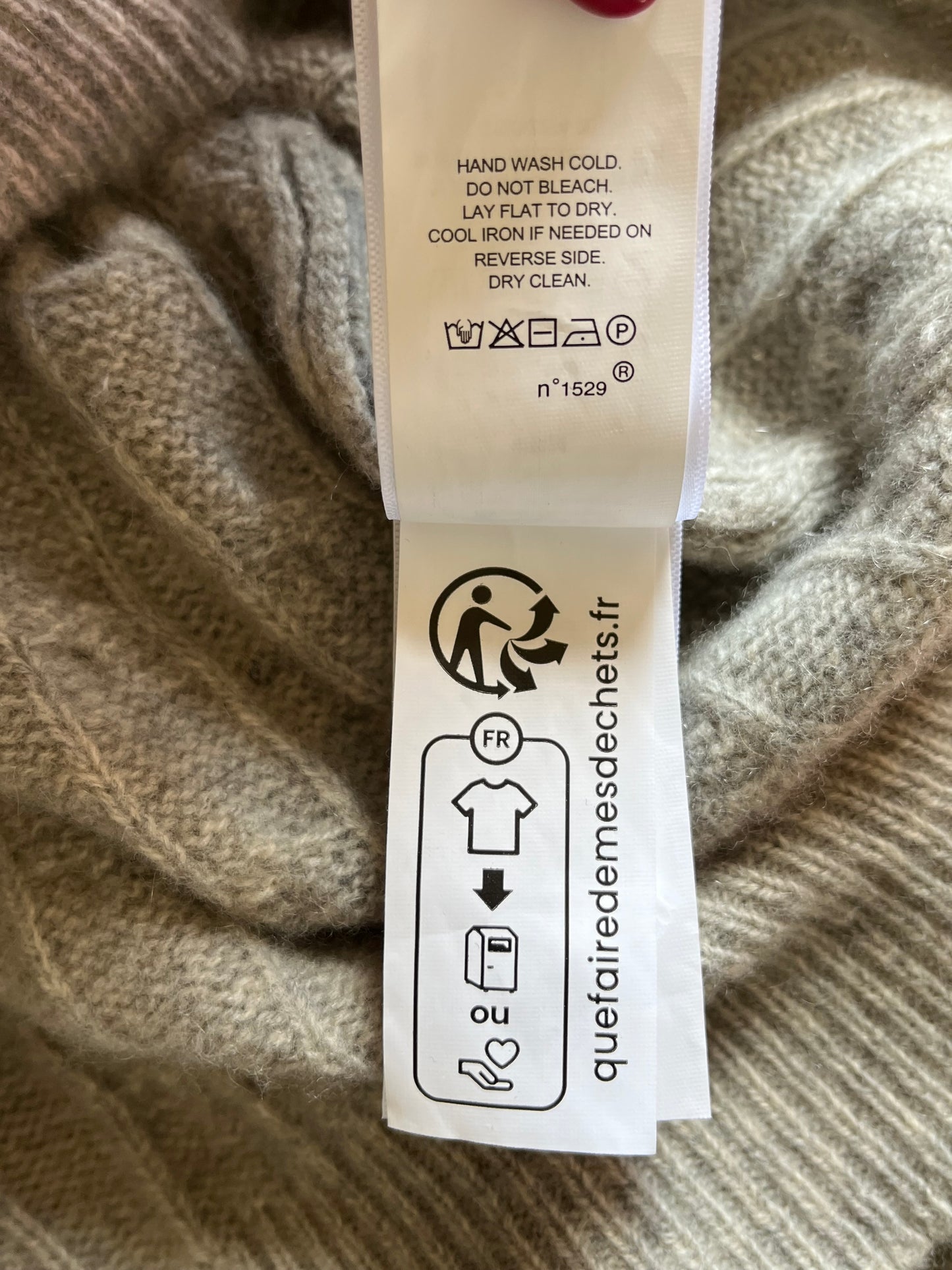 Pull torsadé gris laine et cachemire Ralph Lauren - M