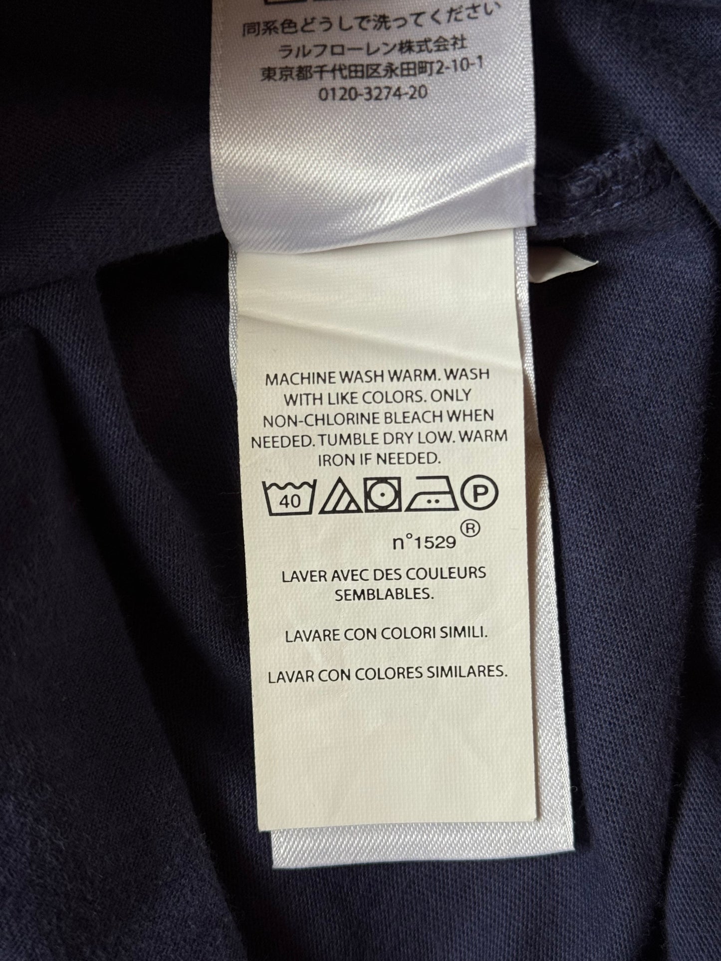 T-shirt bleu marine col rond Ralph Lauren - S