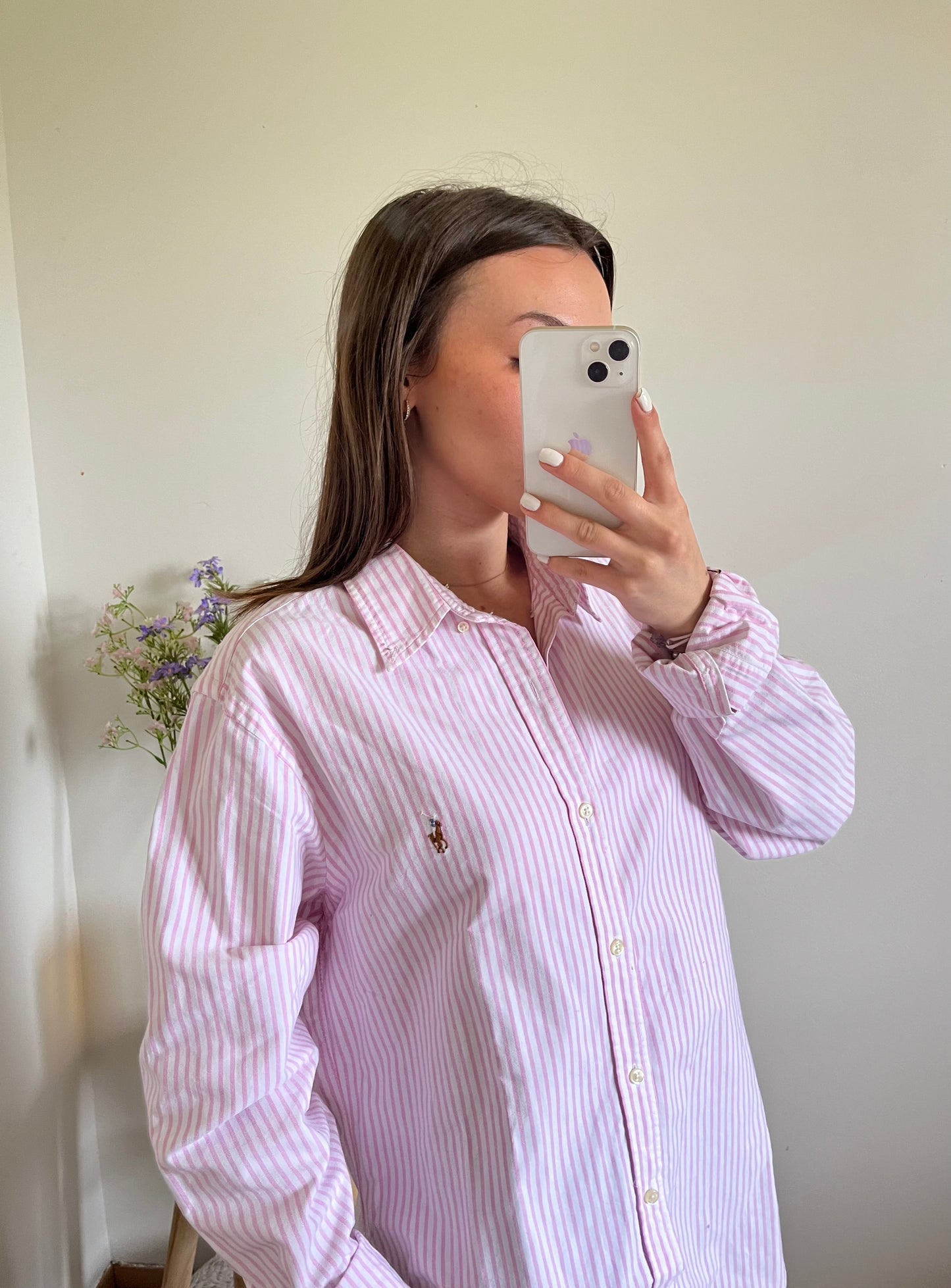 Chemise rayée rose Ralph Lauren - L homme / XL femme.