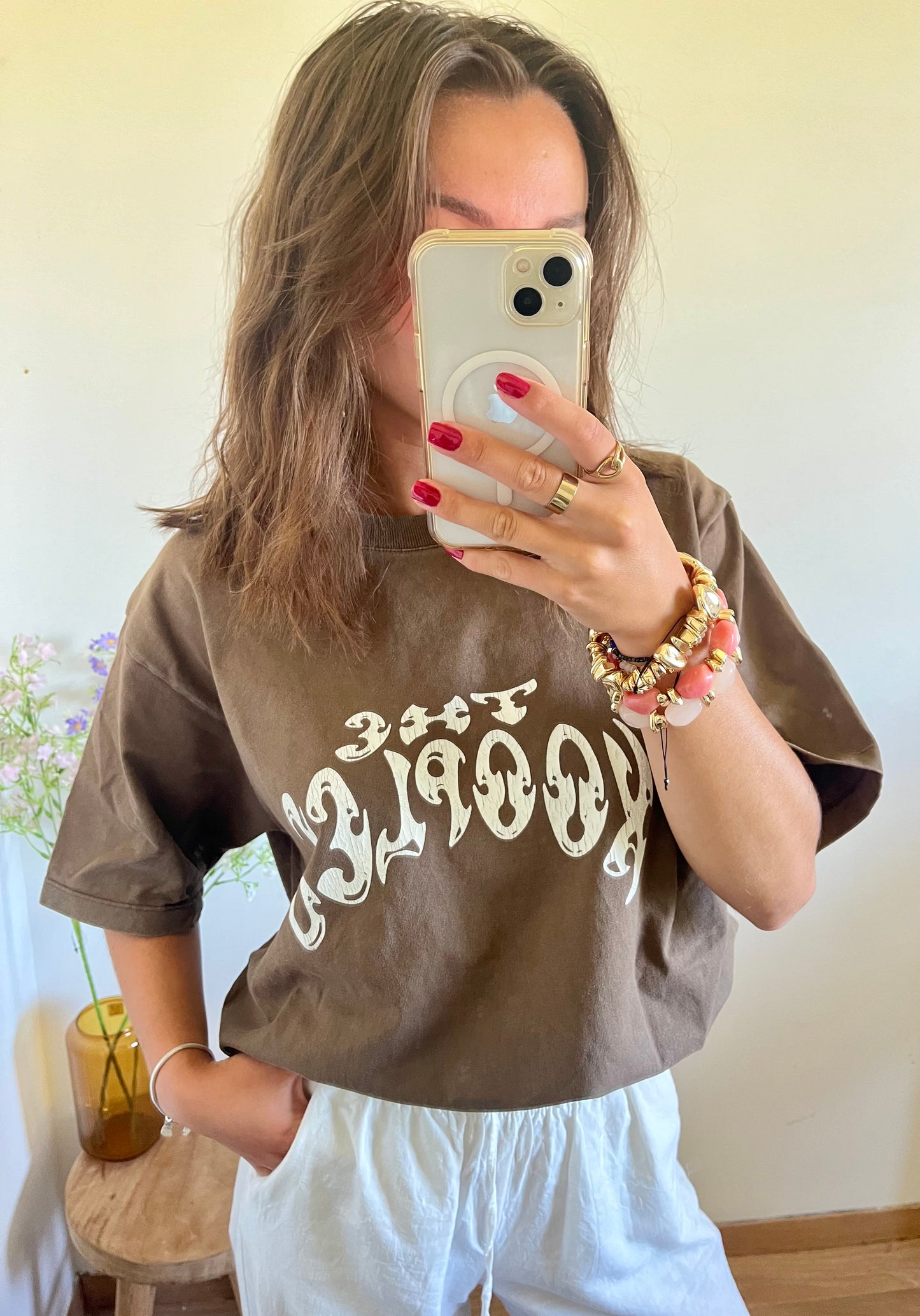T-shirt marron kaki The Kooples - L homme / XL femme