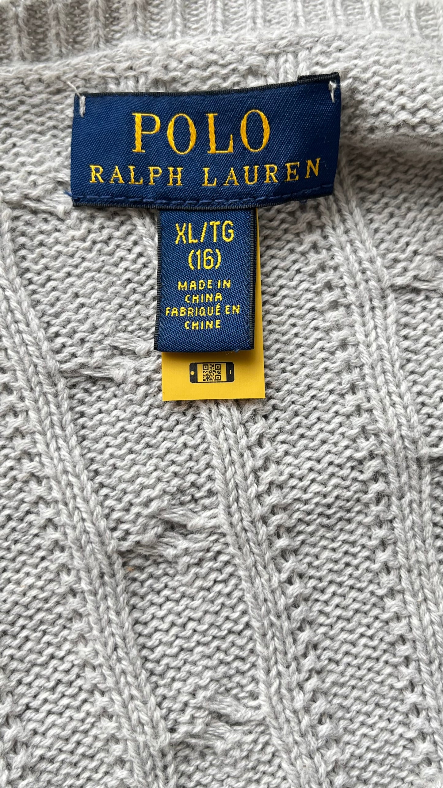 Gilet torsadé gris Ralph Lauren - S