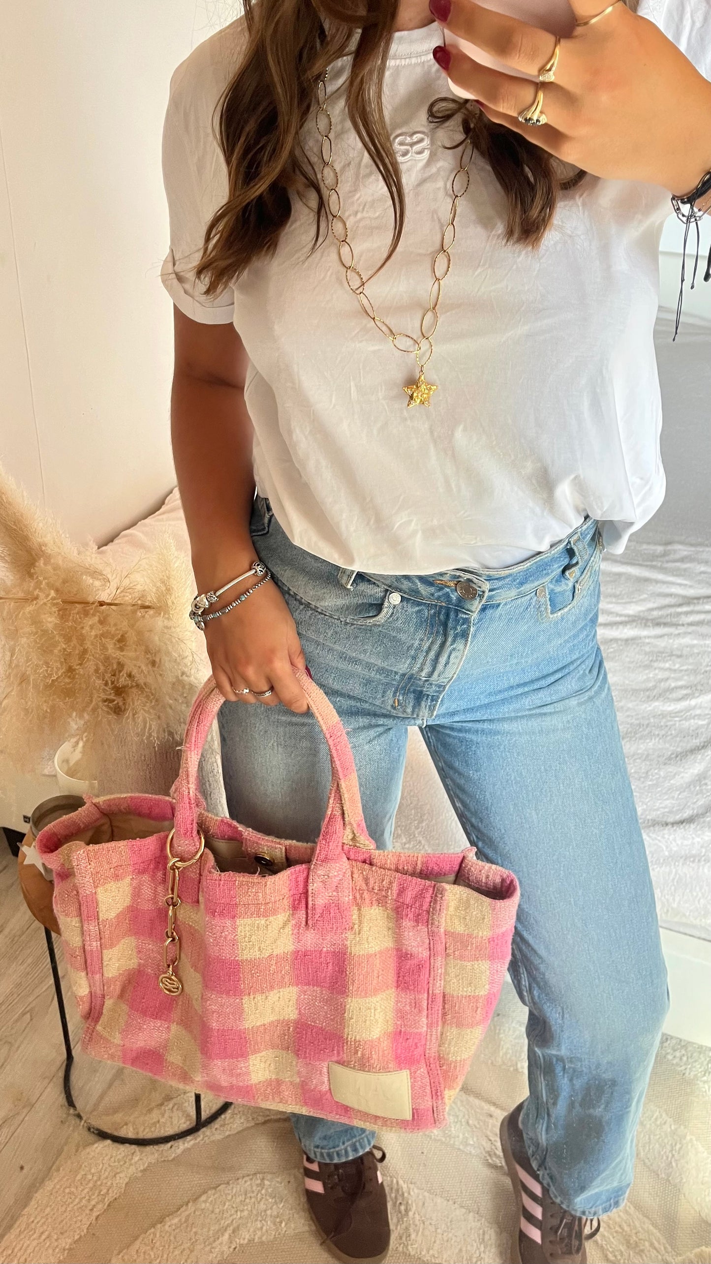 Sac cabas tweed rose Sandro
