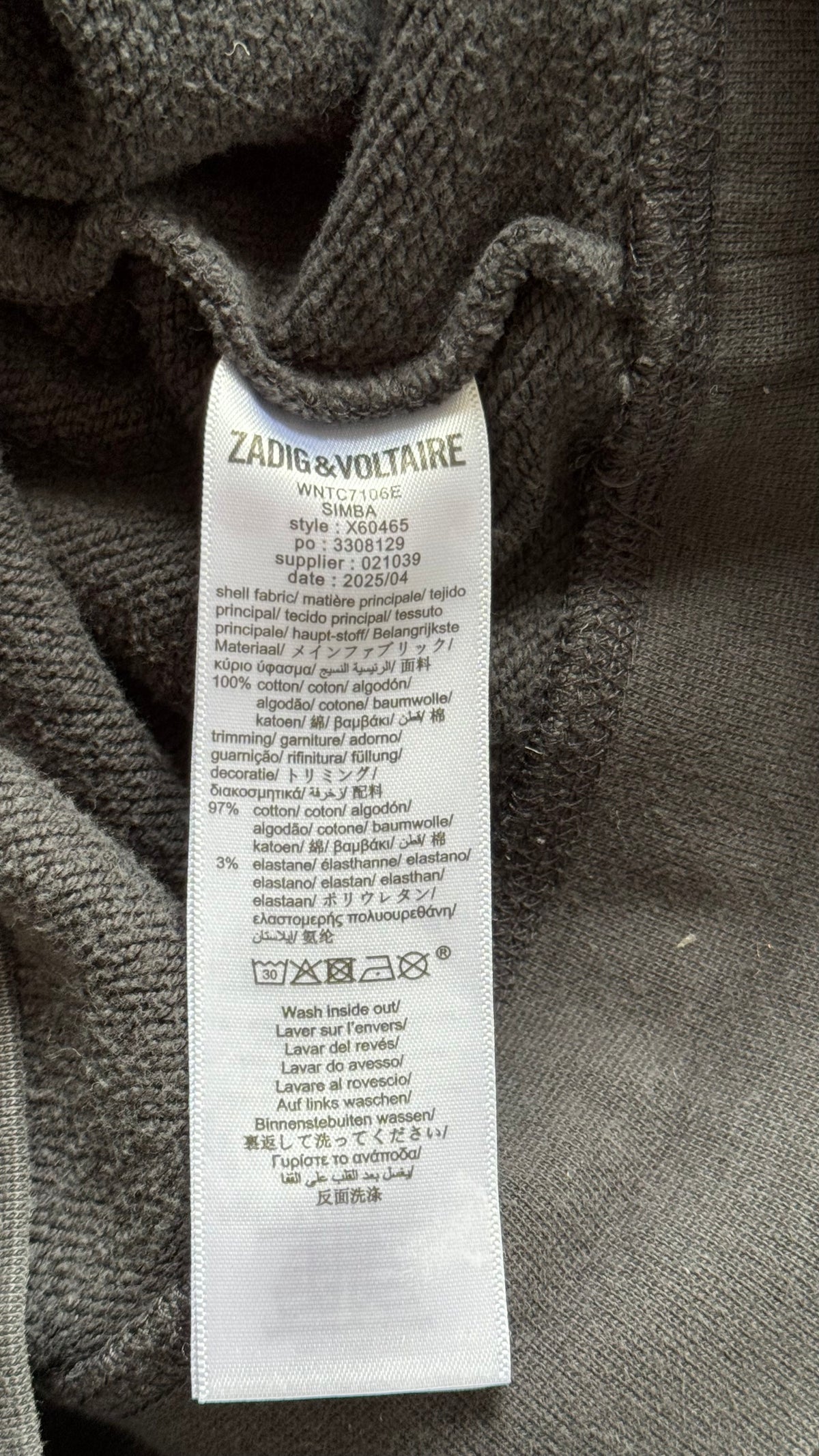 Sweat gris noir ailes Zadig & Voltaire - XS