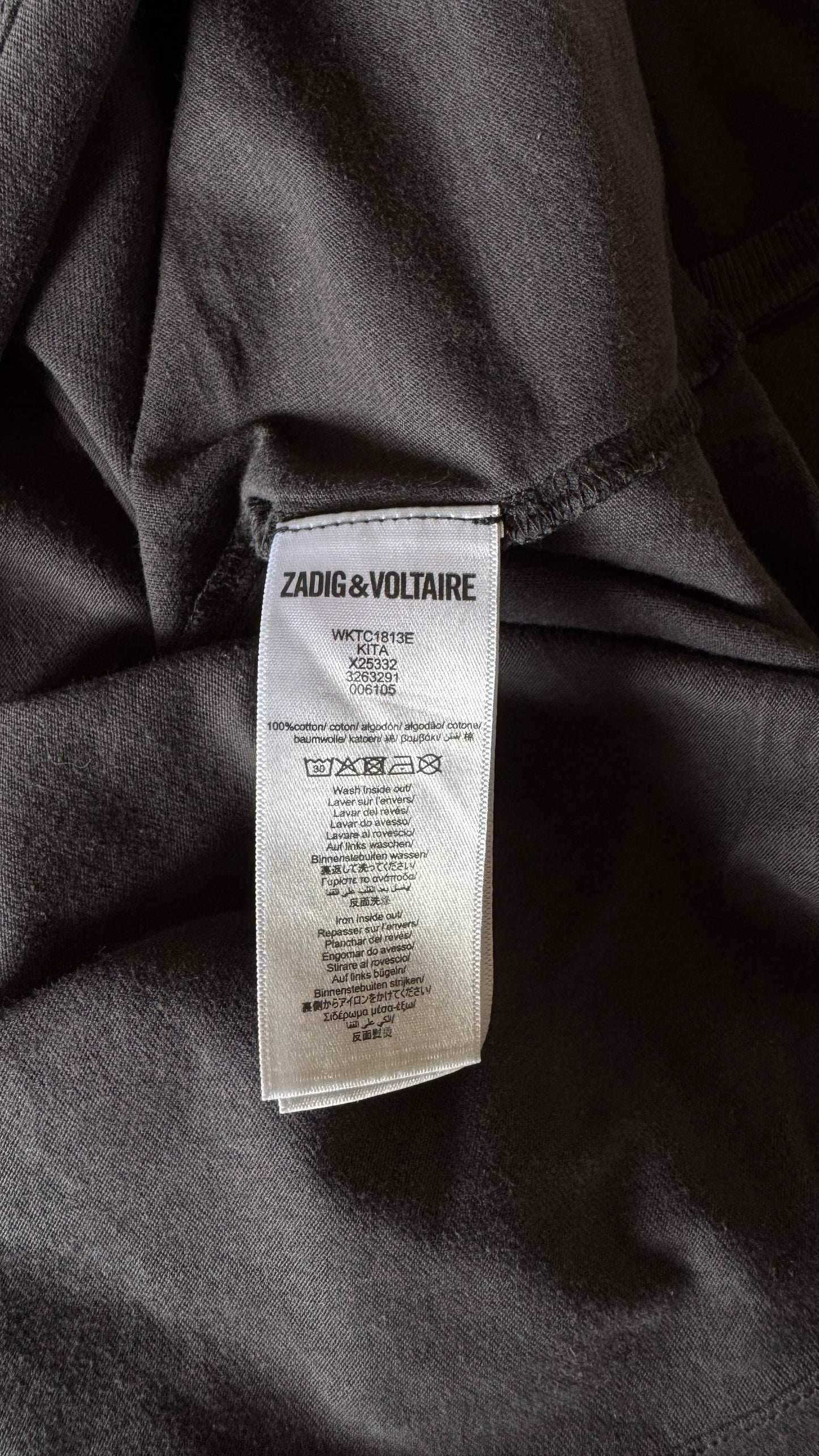T-shirt noir cendré Zadig & Voltaire - XS