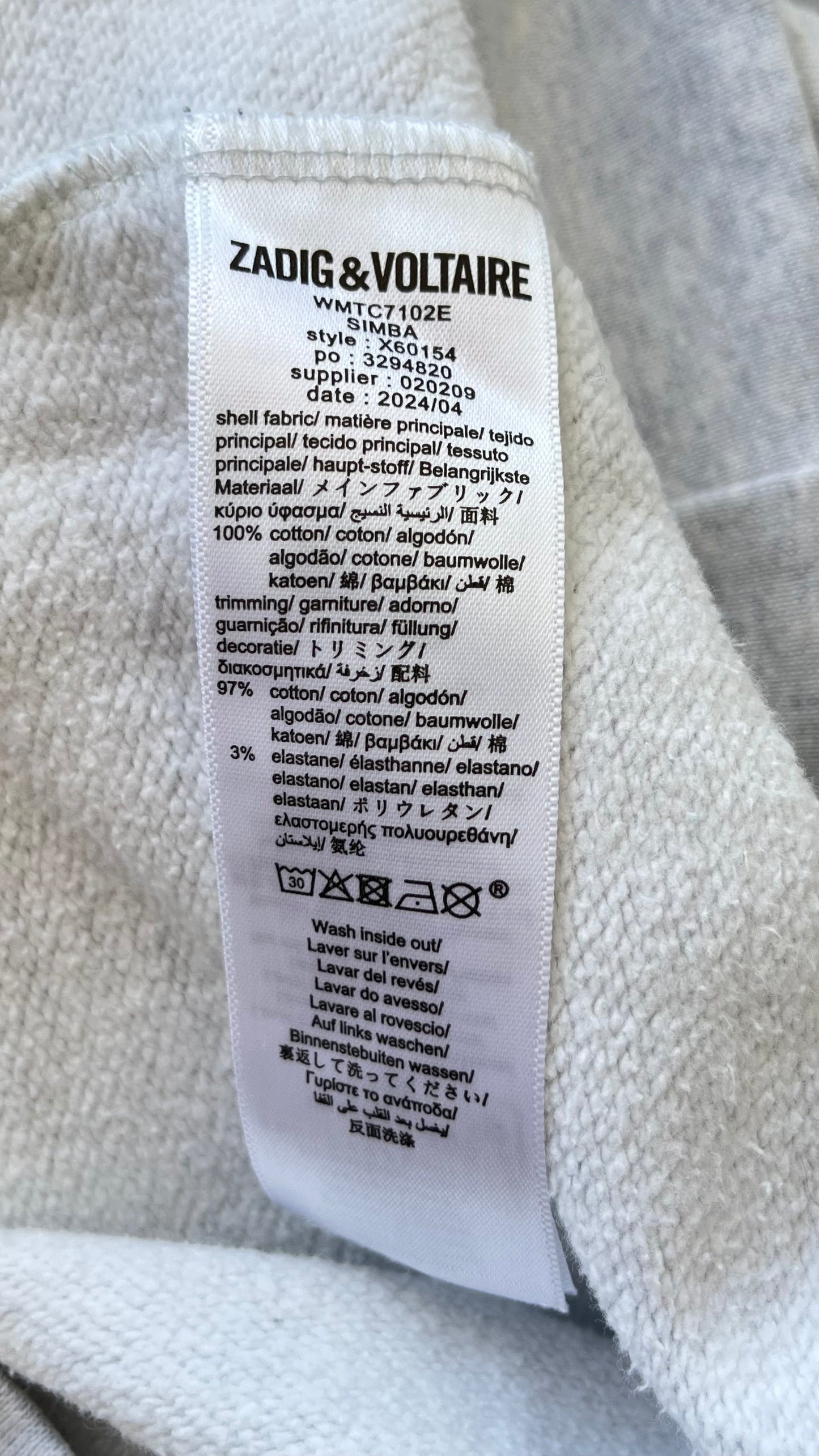 Sweat col rond gris Zadig & Voltaire - S