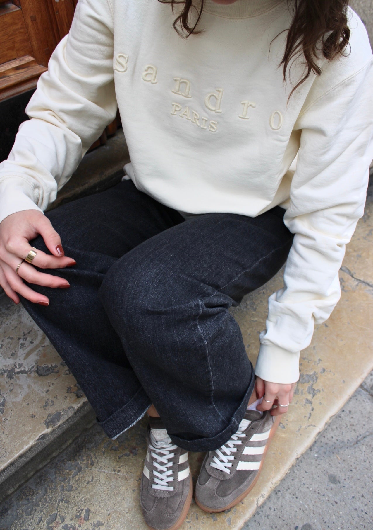 Sweat col rond écru Sandro - S homme / M femme