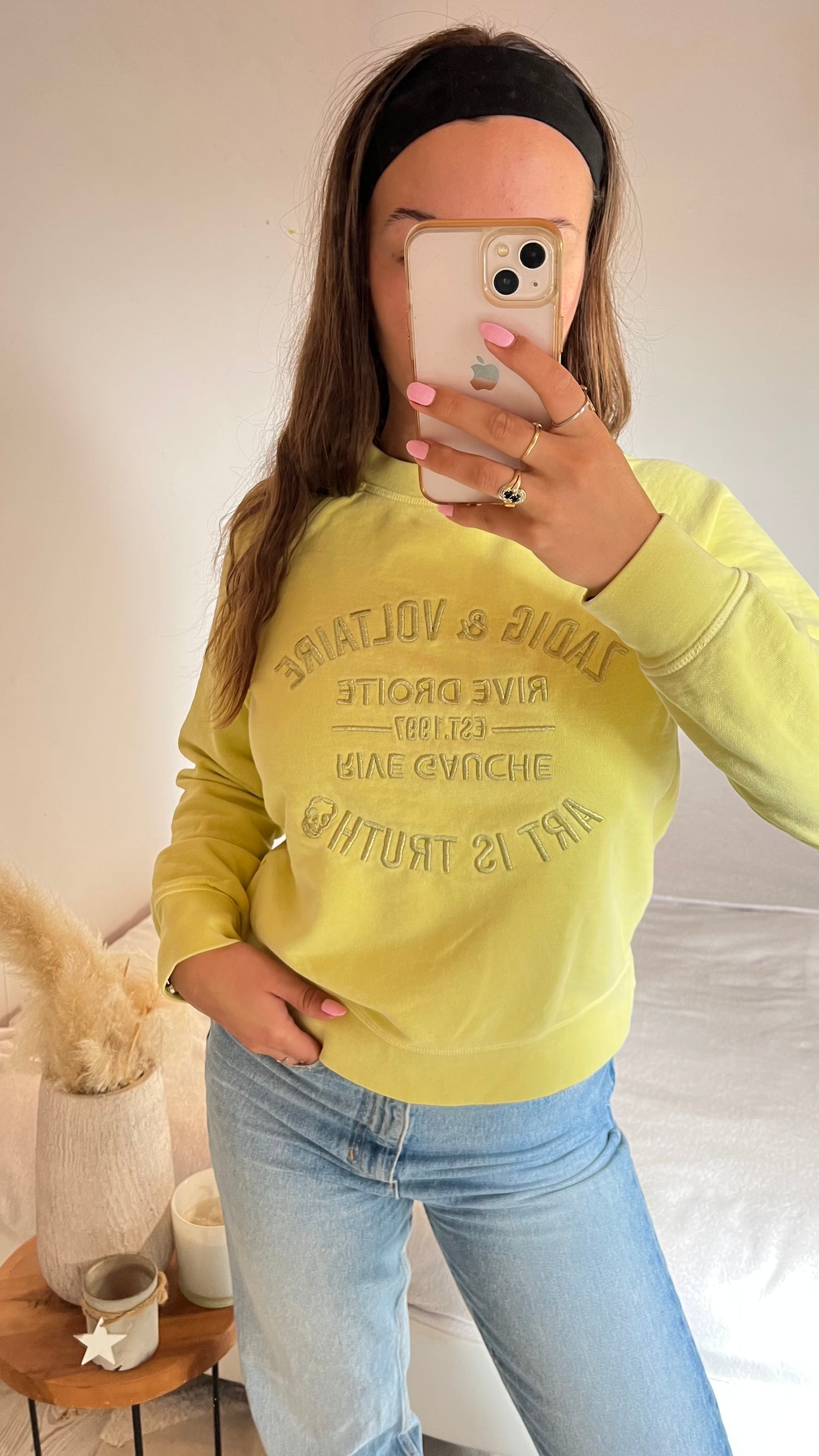 Sweat col rond jaune pastel Zadig & Voltaire - S
